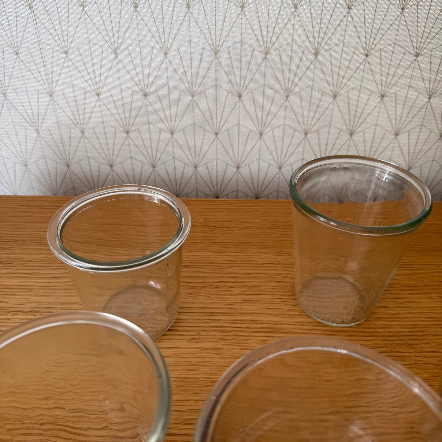 5 Vintage French Glass Jam Jelly Jar Pot Preserving Glass 2608256