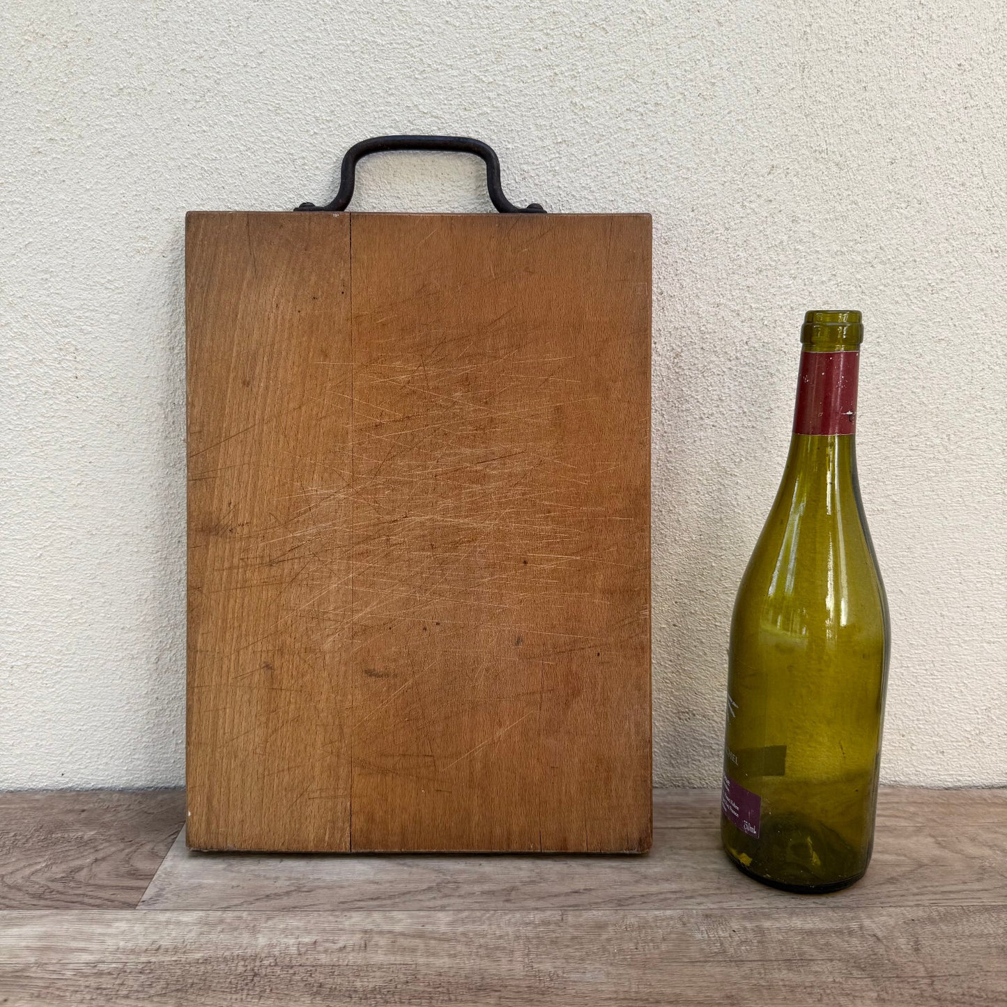 Vintage French Cutting Board Wood Iron Handle Bread Chopping Block 1606254 Unbranded
