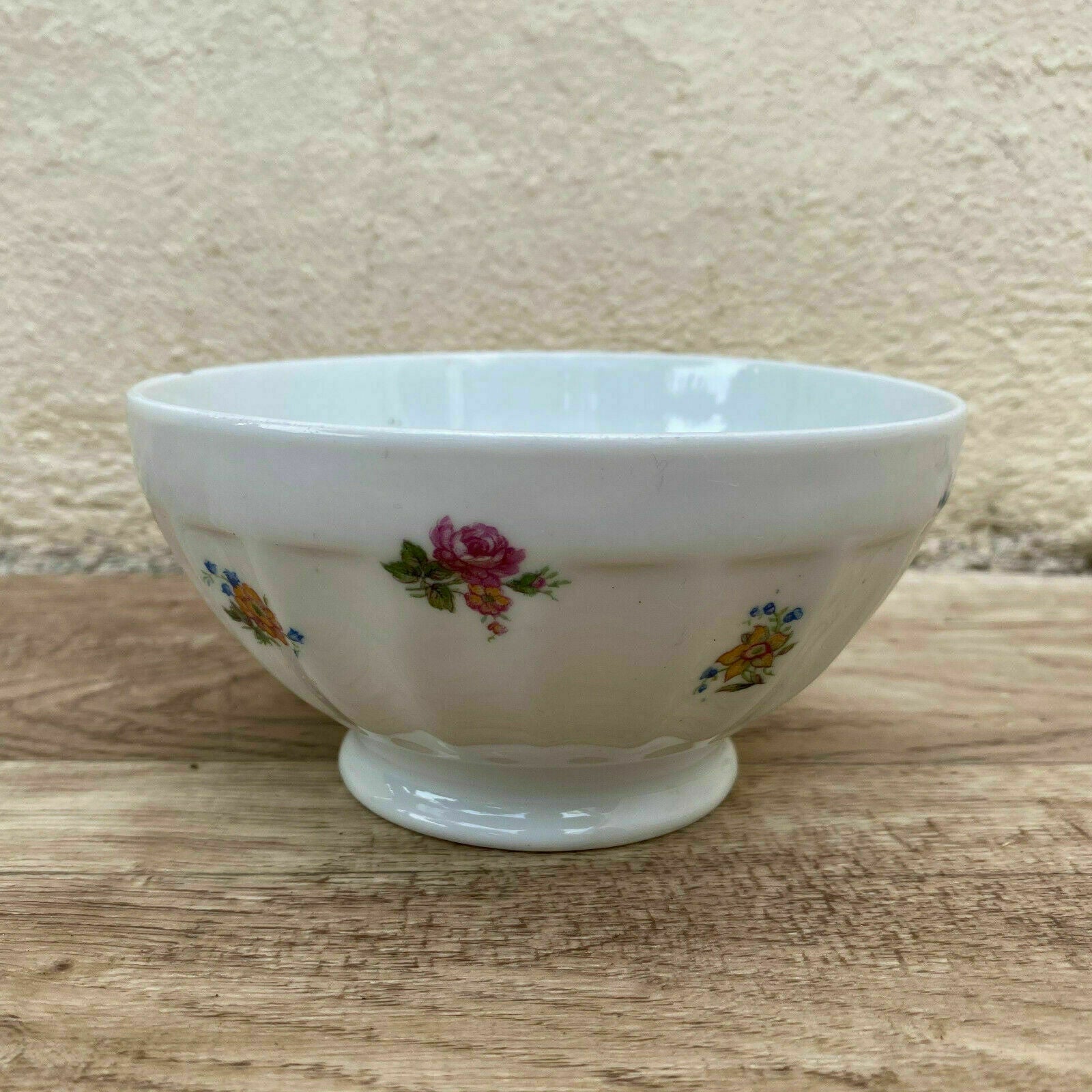 French Porcelain Bowl Vintage Floral Breakfast Cereal France 08112019 J.G. Durand, Cristal d'Arques