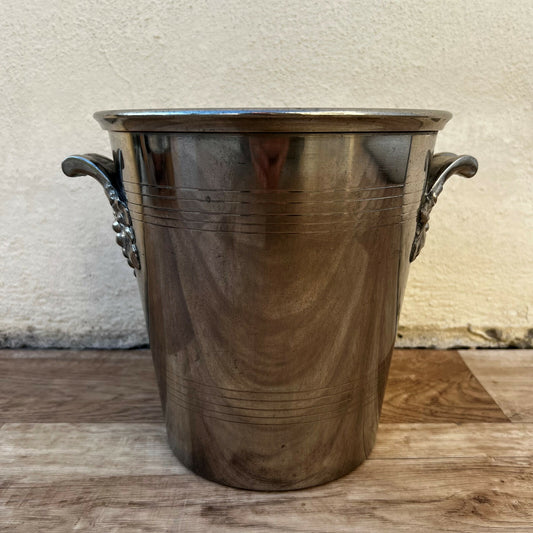 French Champagne Bucket Silverplate Ice Cooler Grape Handles Vintage 1002225 Unbranded