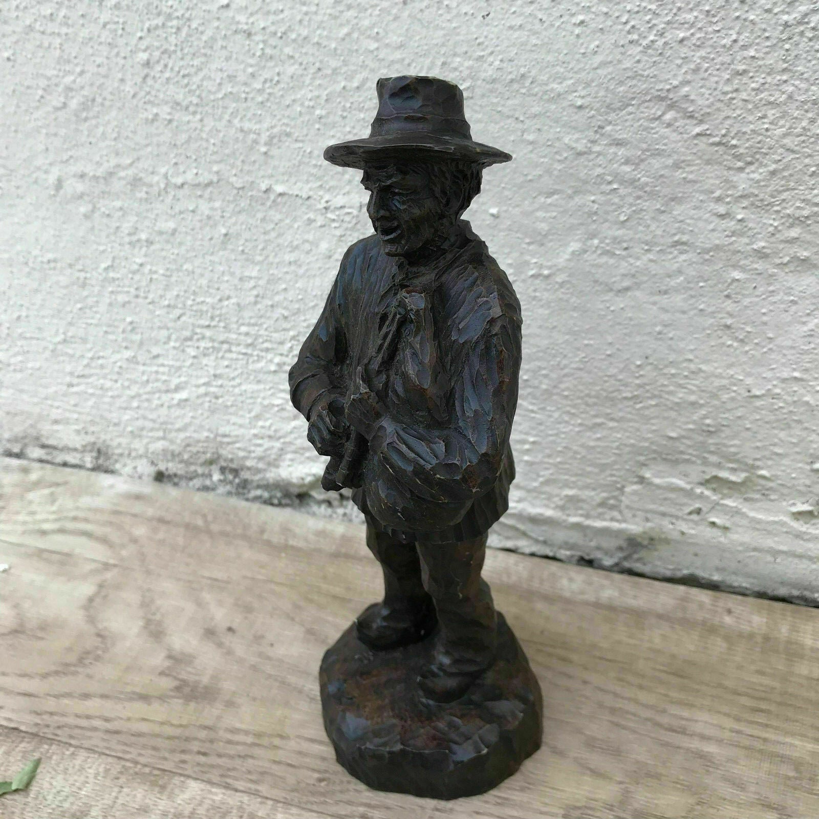 French Hand Carved Old Man Musician Wood From France 1008183 Fleamarketfrance