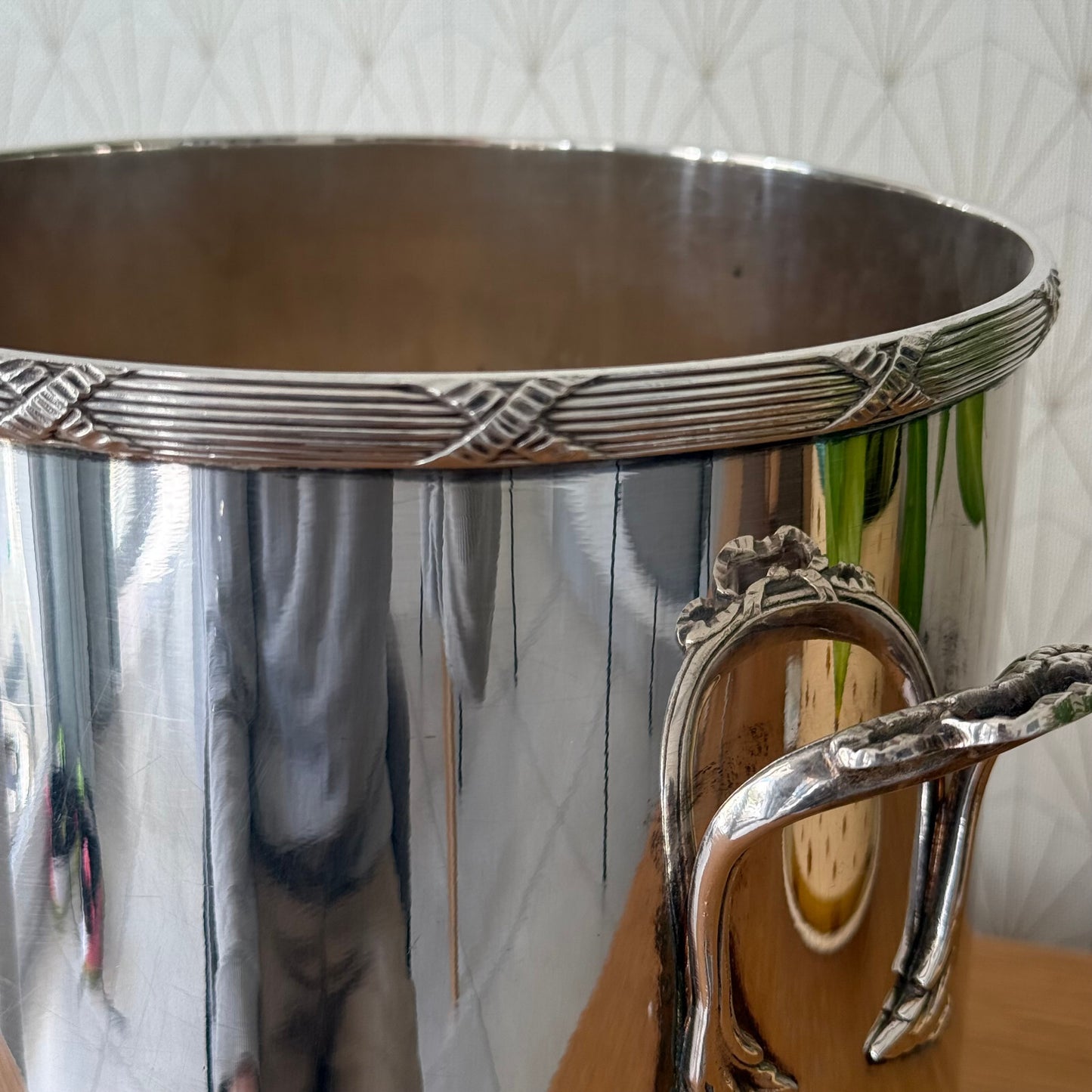French Silver Plated Ice Bucket Champagne Cooler Ornate Handles 090426 Unbranded