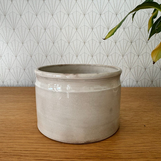 HANDMADE GLAZED White FRENCH CONFIT JAM POT SMALL CREIL MONTEREAU 1506244 - Fleamarketfrance