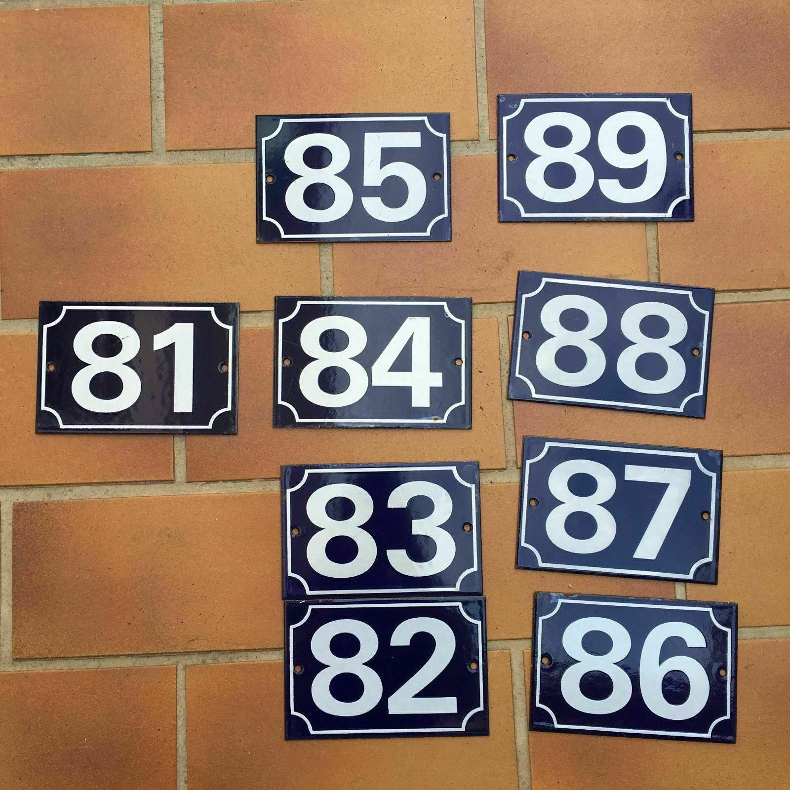 French Enamel House Numbers Blue White Vintage Street Signs 81 82 83 84 85 86 87 89 Girod