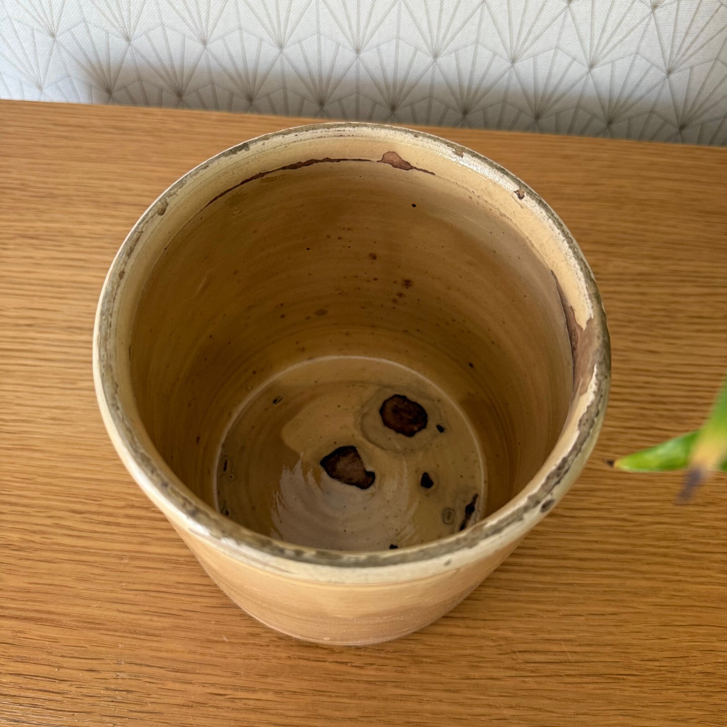 HANDMADE GLAZED YELLOW ANTIQUE FRENCH CONFIT JAM POT SMALL TERRACOTTA 2904253