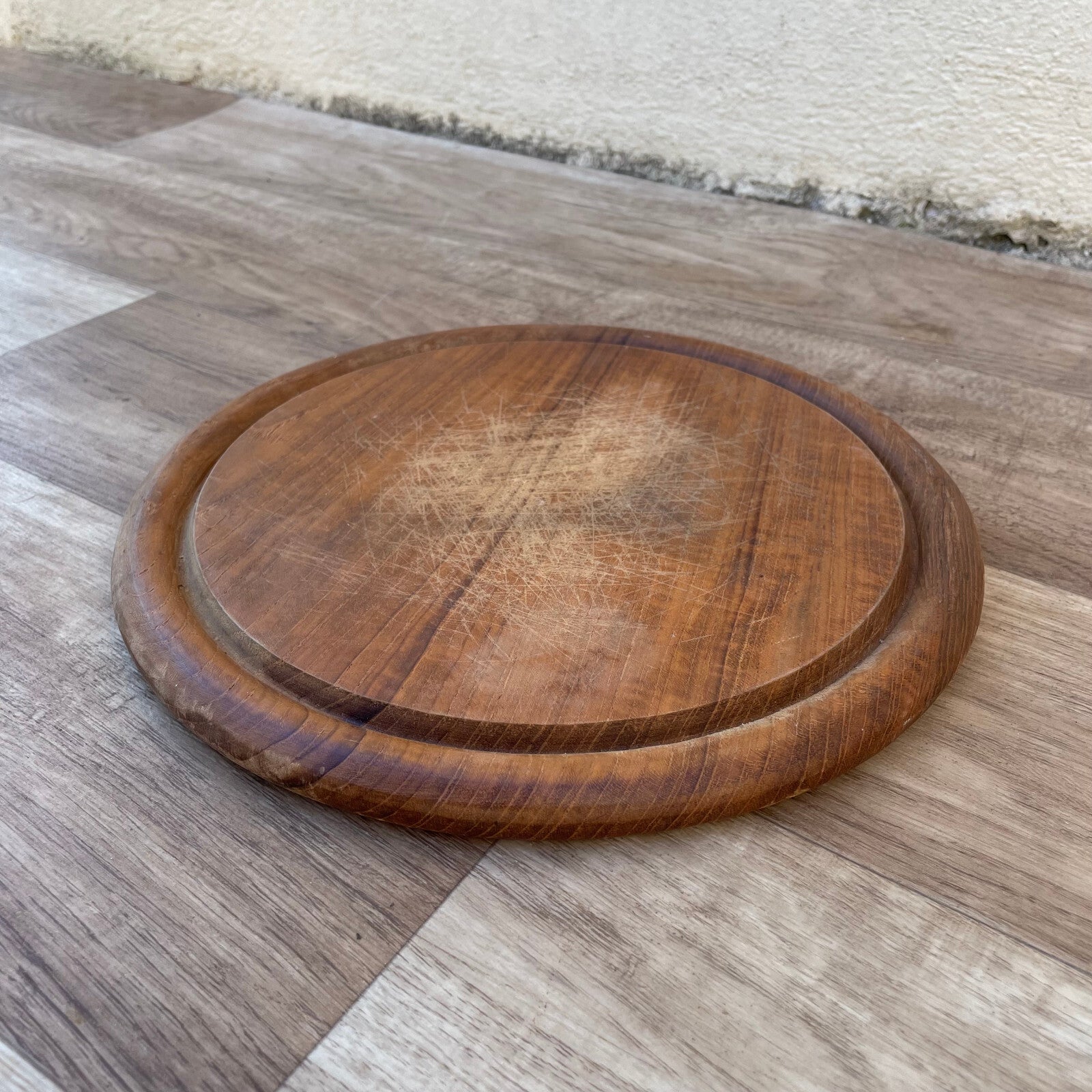 French Vintage Round Wood Cutting Board 25cm Kitchen Chopping 22102412 Antique