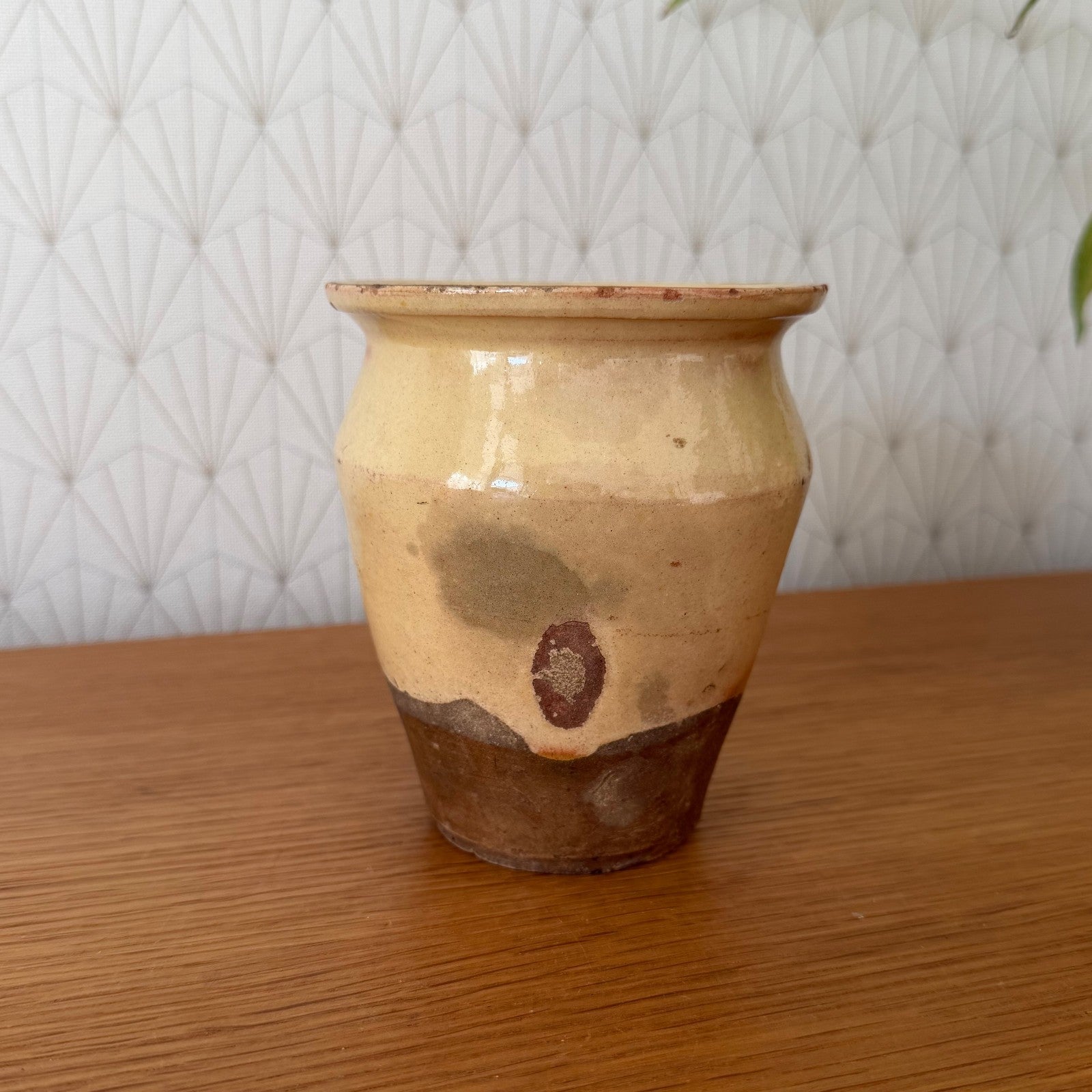 French Confit Pot Antique Mustard Terracotta Yellow Glaze 2101264 Unmarked