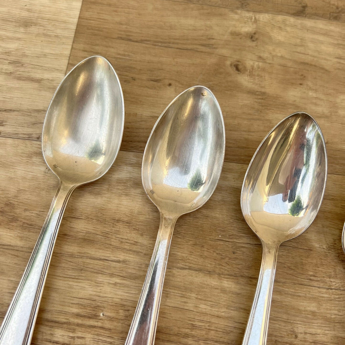 vintage french big spoons x 4 SILVER PLATE FLATWARE  ERCUIS FRANCE 2305225 - Fleamarketfrance