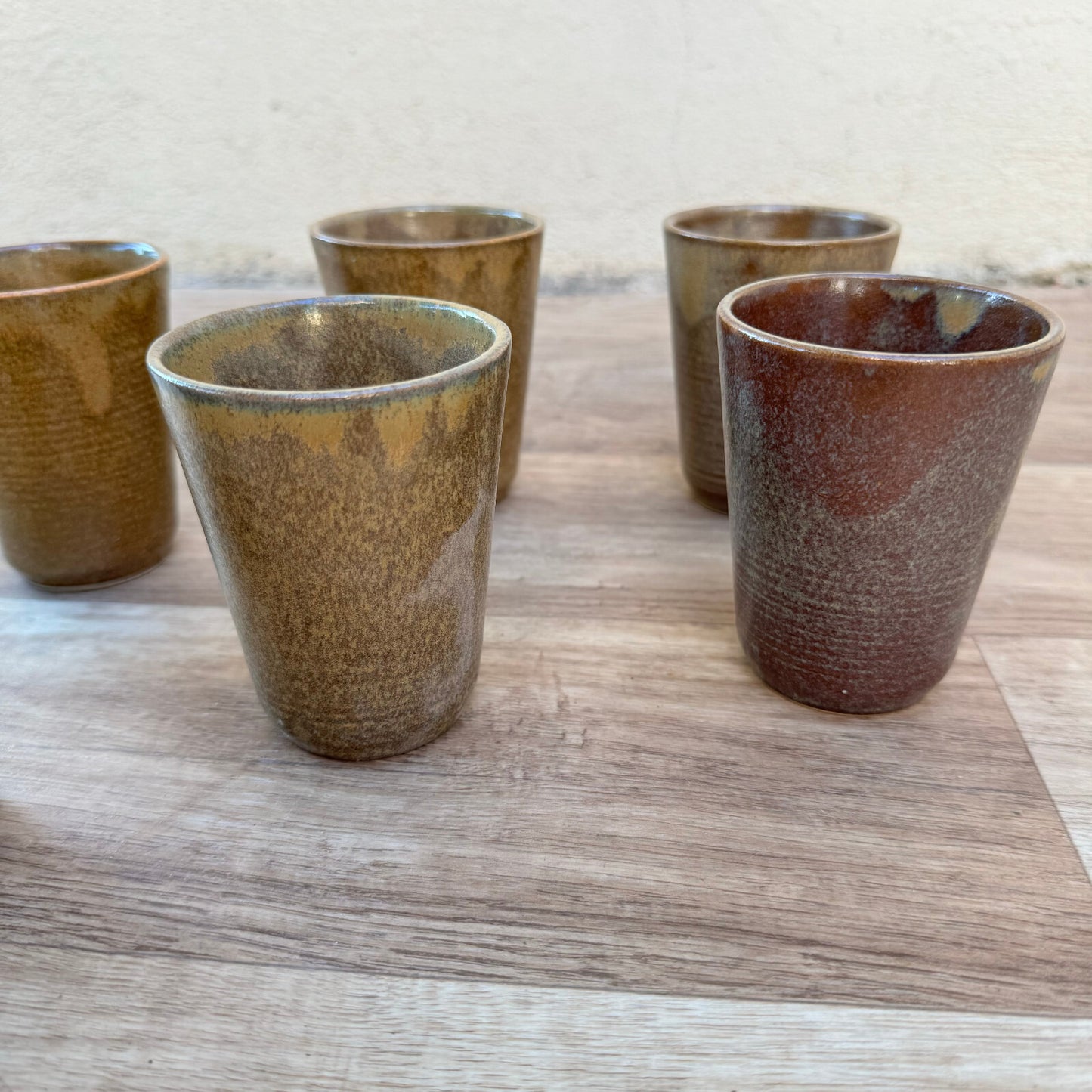 set of 6 GRESPOTS DIGOIN French VINTAGE STONEWARE cups glasses 1201254 Fleamarketfrance