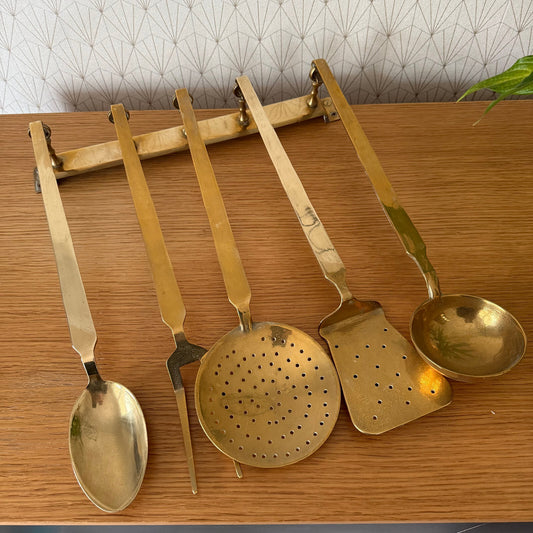 Vintage French Brass Utensils set of 5 18042514 Unbranded