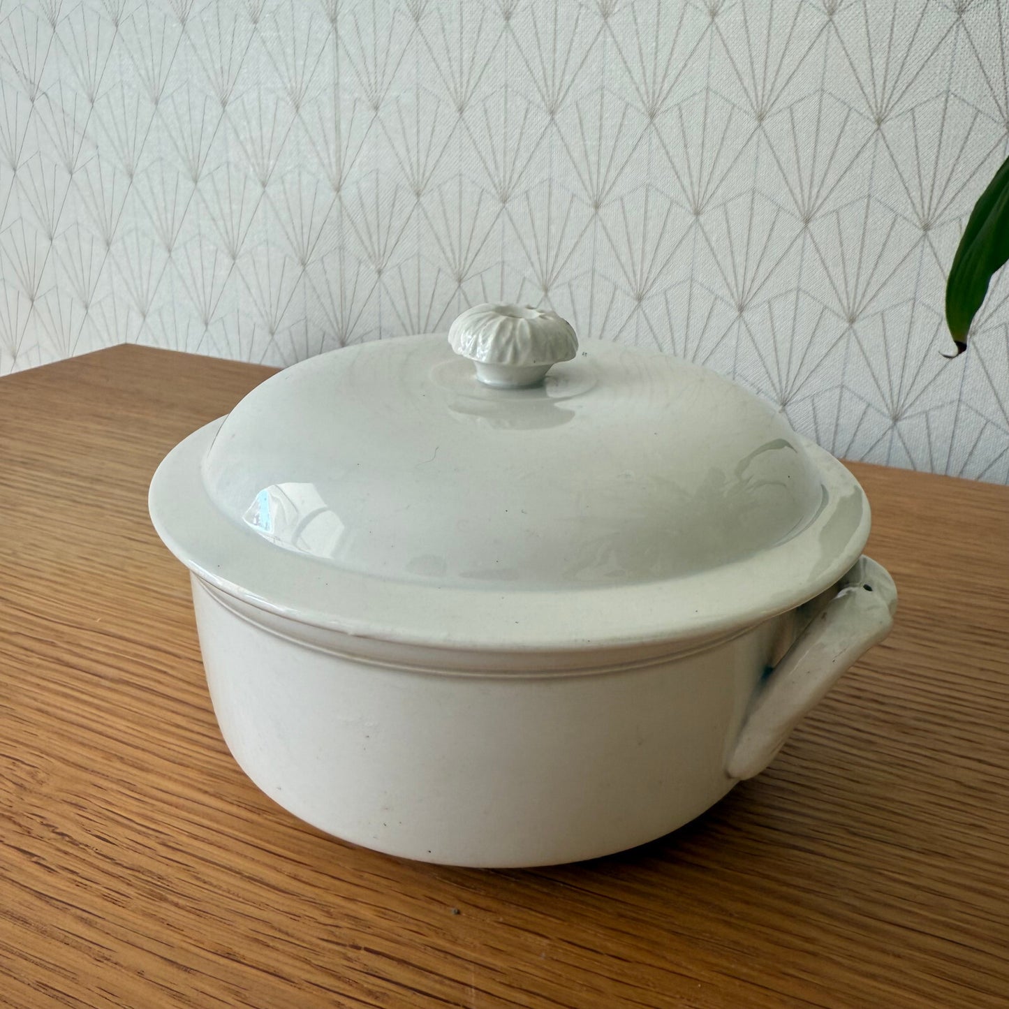 Vintage French Terrine Pot White Ceramic Sarreguemines Foie Gras 11012512 Sarreguemines
