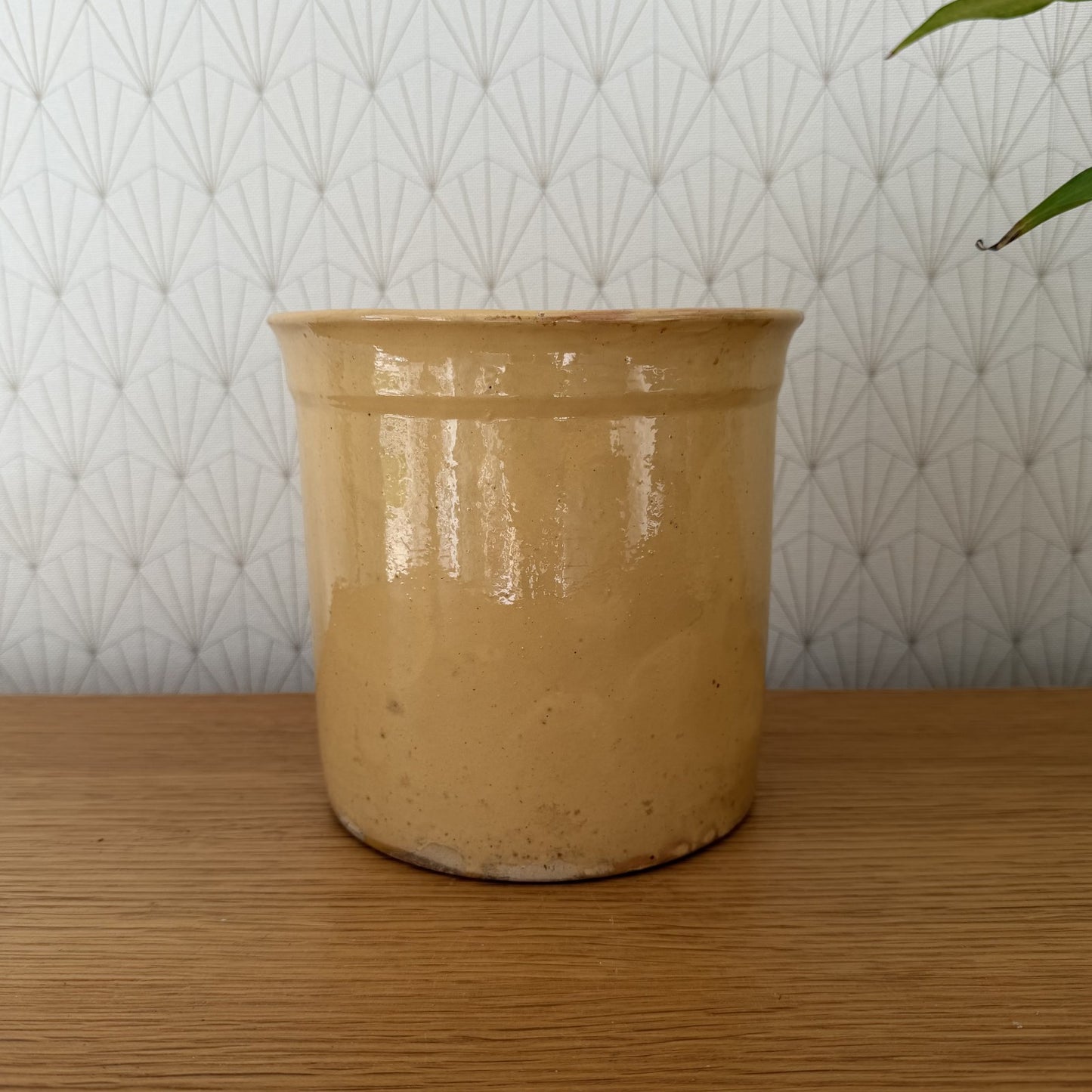 French Yellow Stoneware Kitchen Jam Pot Crock Antique Vintage 0202261 Unmarked