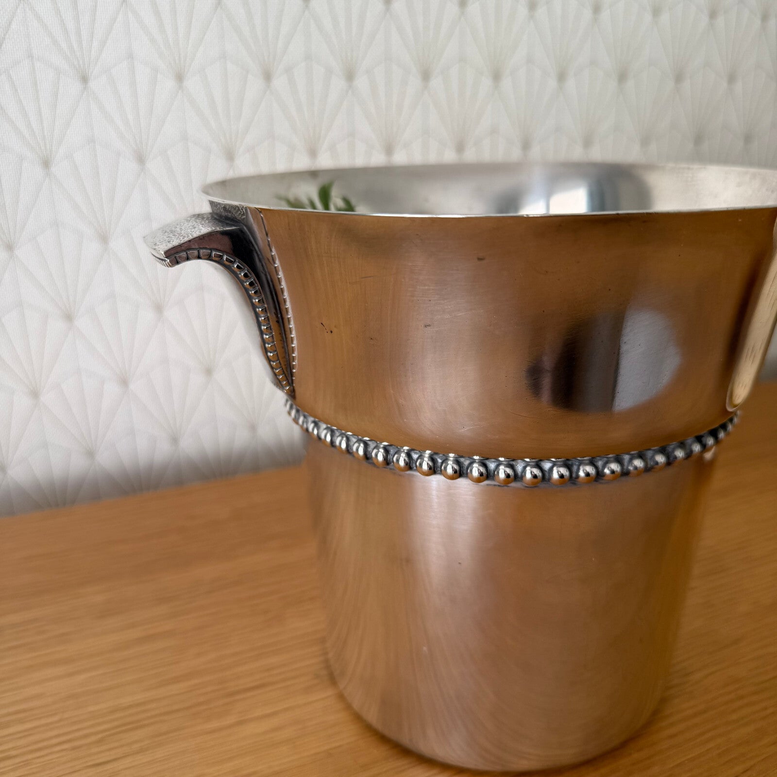 French Silverplate Champagne Cooler Ice Bucket Beaded Vintage 2704256 Fleamarketfrance