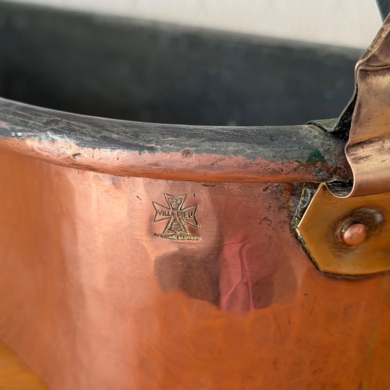 French Copper Fish Kettle Poacher Villedieu Brass Handles Vintage 0405265 Fleamarketfrance