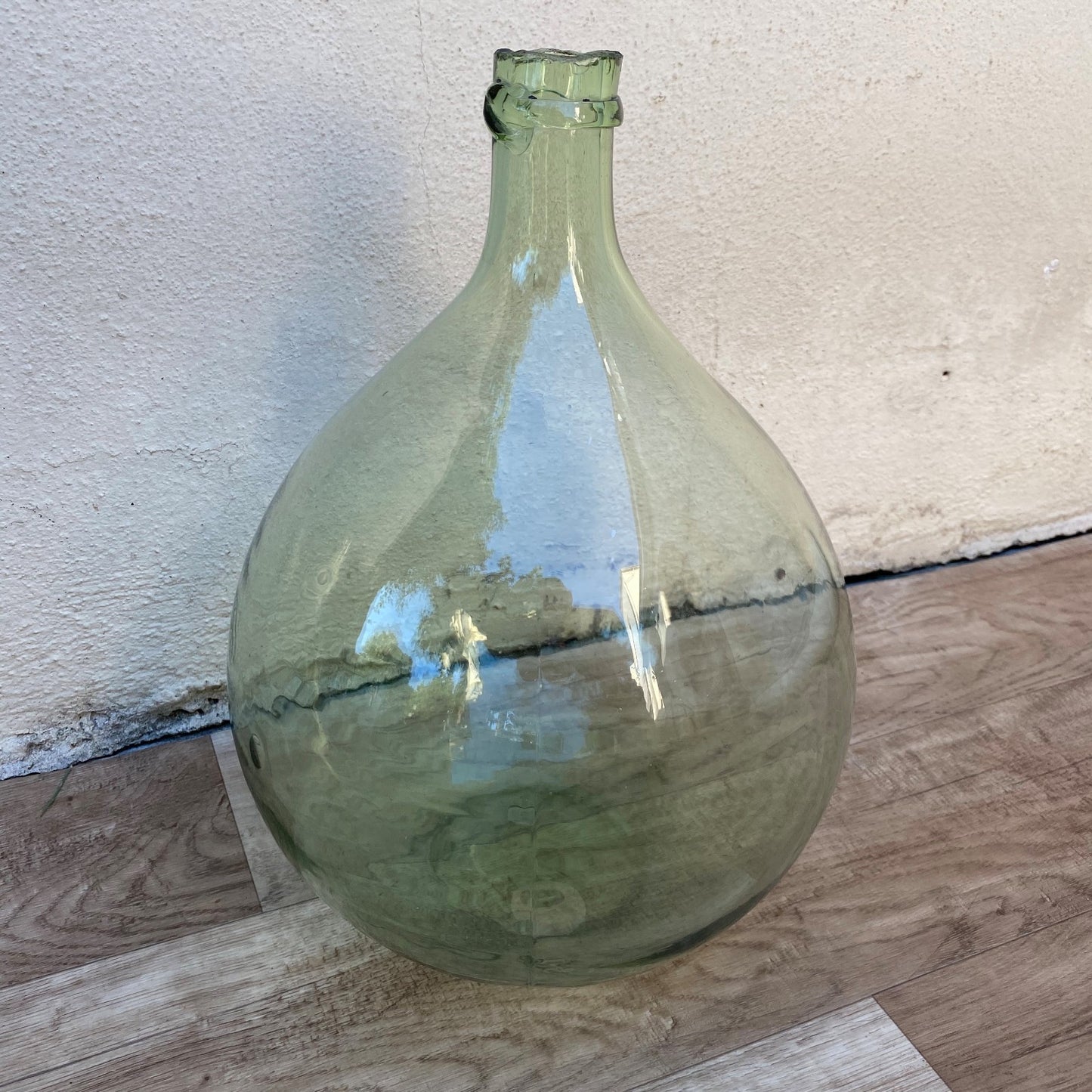 Antique French Dame Jeanne Green Glass Demijohn Wine Bottle 04072623 Fleamarketfrance