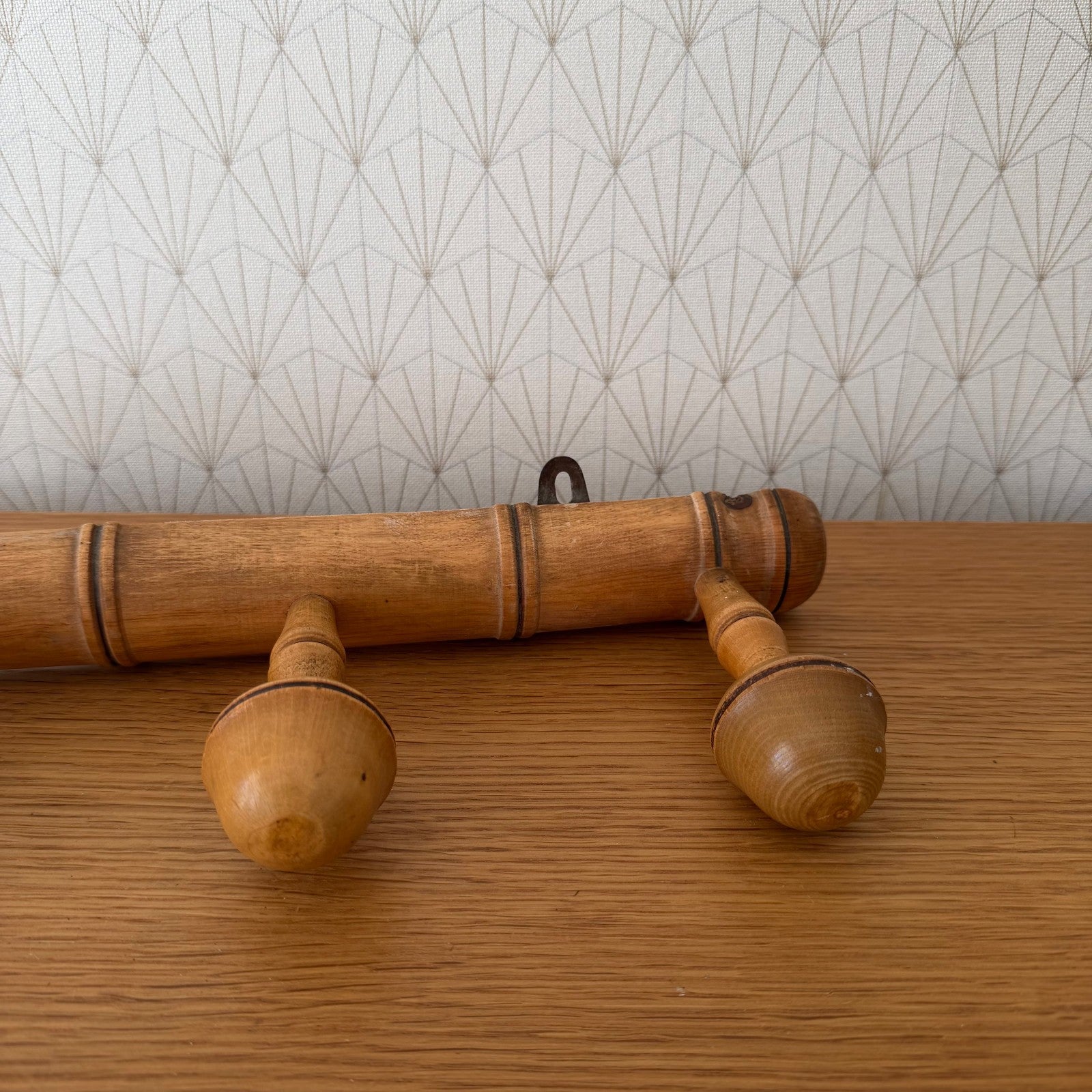 French Bamboo Coat Rack Vintage Wood Wall Hanger 4 Pegs Hat Hook 2604265 Unbranded