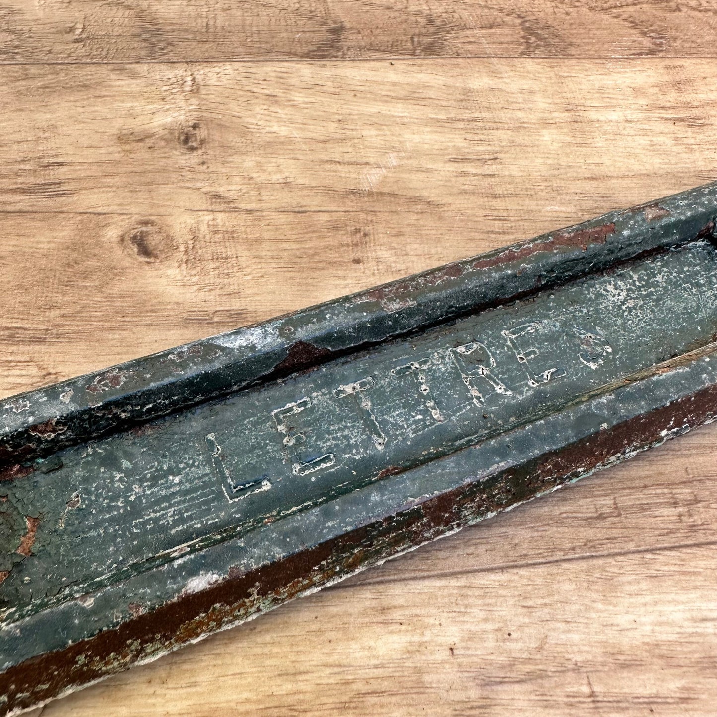Vintage French Door Letterbox Cast Iron Mail Slot Green Paint 2109232 Unbranded