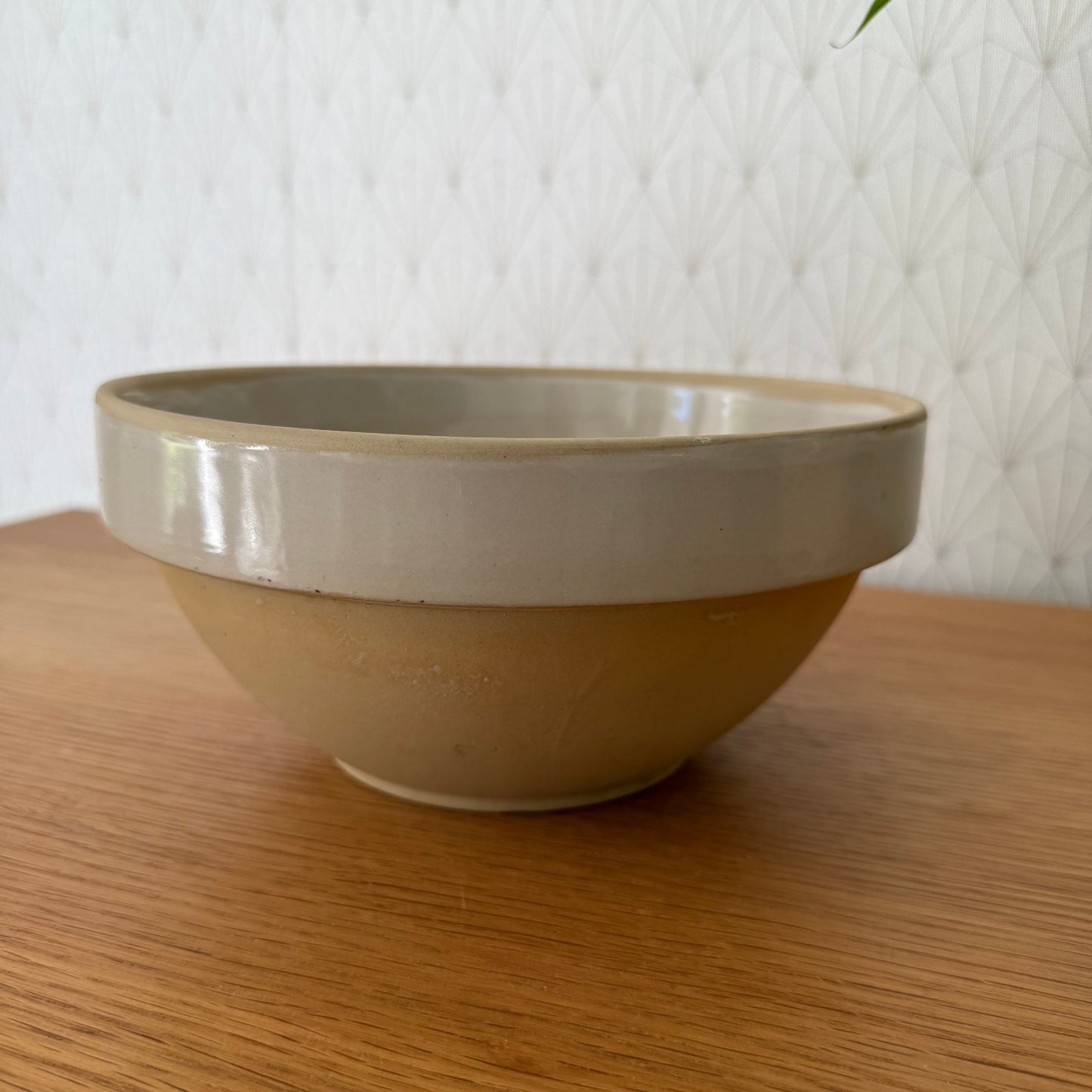 VINTAGE FRENCH STONEWARE SALAD MIXING BOWL TERRINE DIGOIN 8 1/4" 0409253