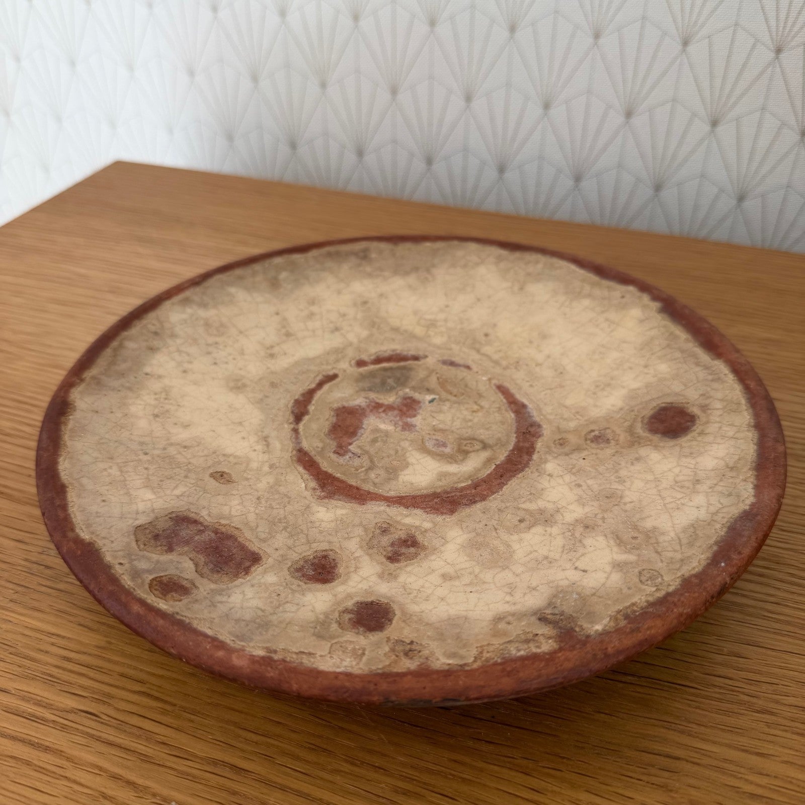 Antique French Pottery Plate Yellow Ochre Glaze Rustic Provincial 0111251 Unbranded