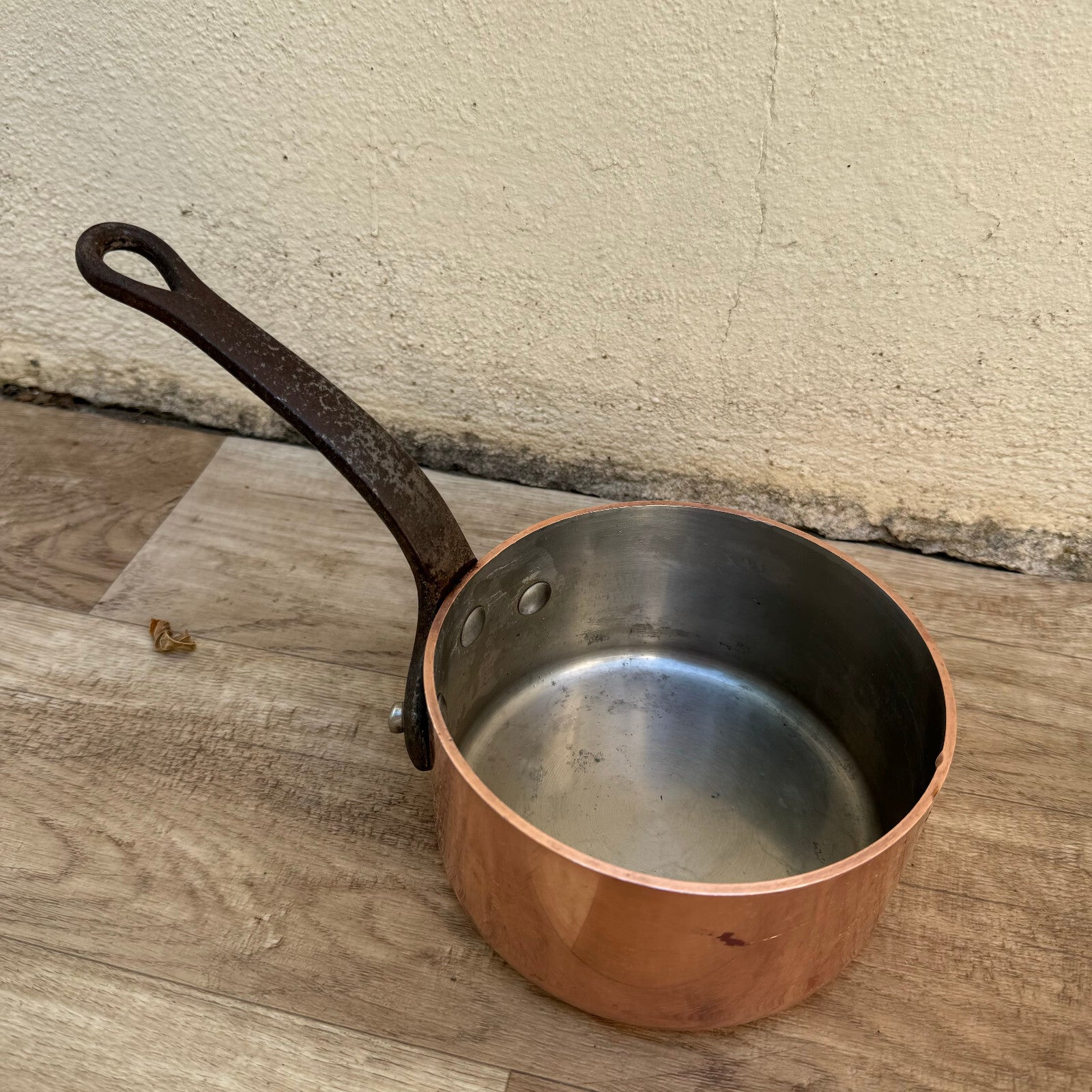 Vintage French Copper Saucepan Tin Lined 3mm Chef Pan 1.3kg 2107244 Unbranded
