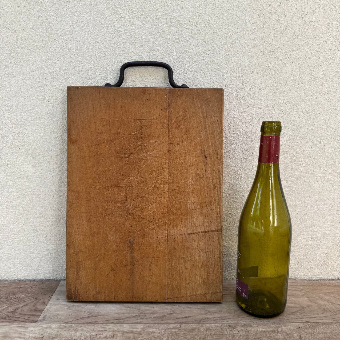 Vintage French Cutting Board Wood Iron Handle Bread Chopping Block 1606254 Unbranded