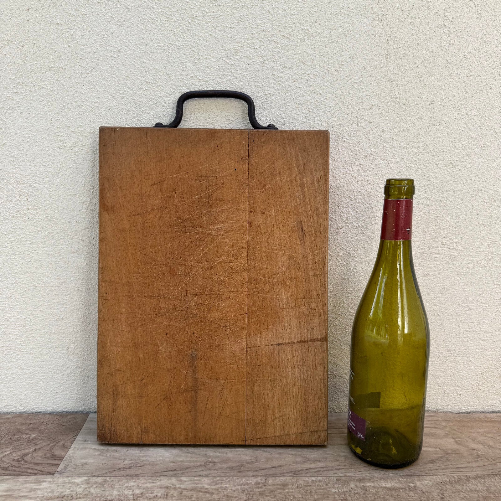 Vintage French Cutting Board Wood Iron Handle Bread Chopping Block 1606254 Unbranded