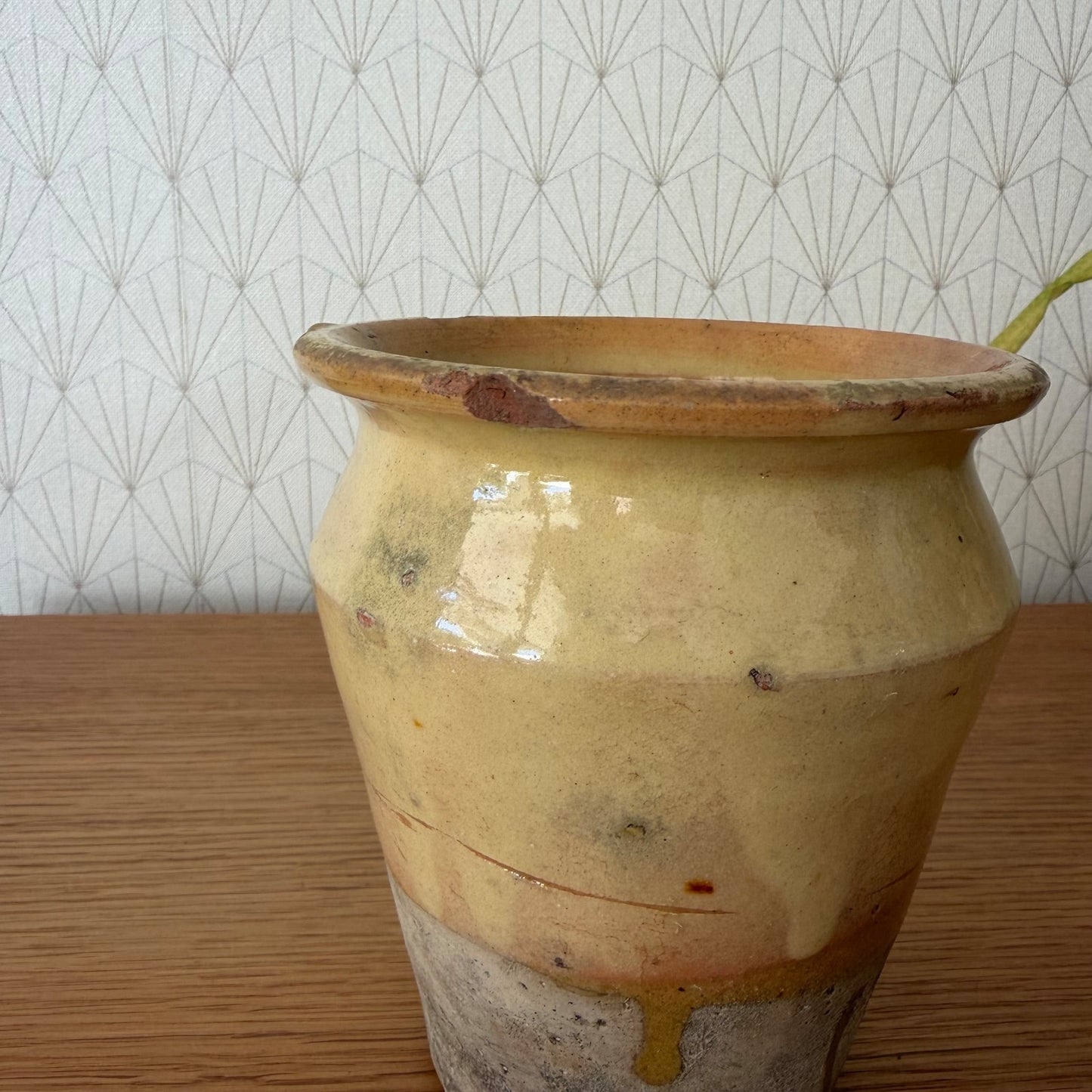 French Pottery Mustard Pot Terracotta Yellow Ochre Glaze 19th Century 1506266 Unmarked