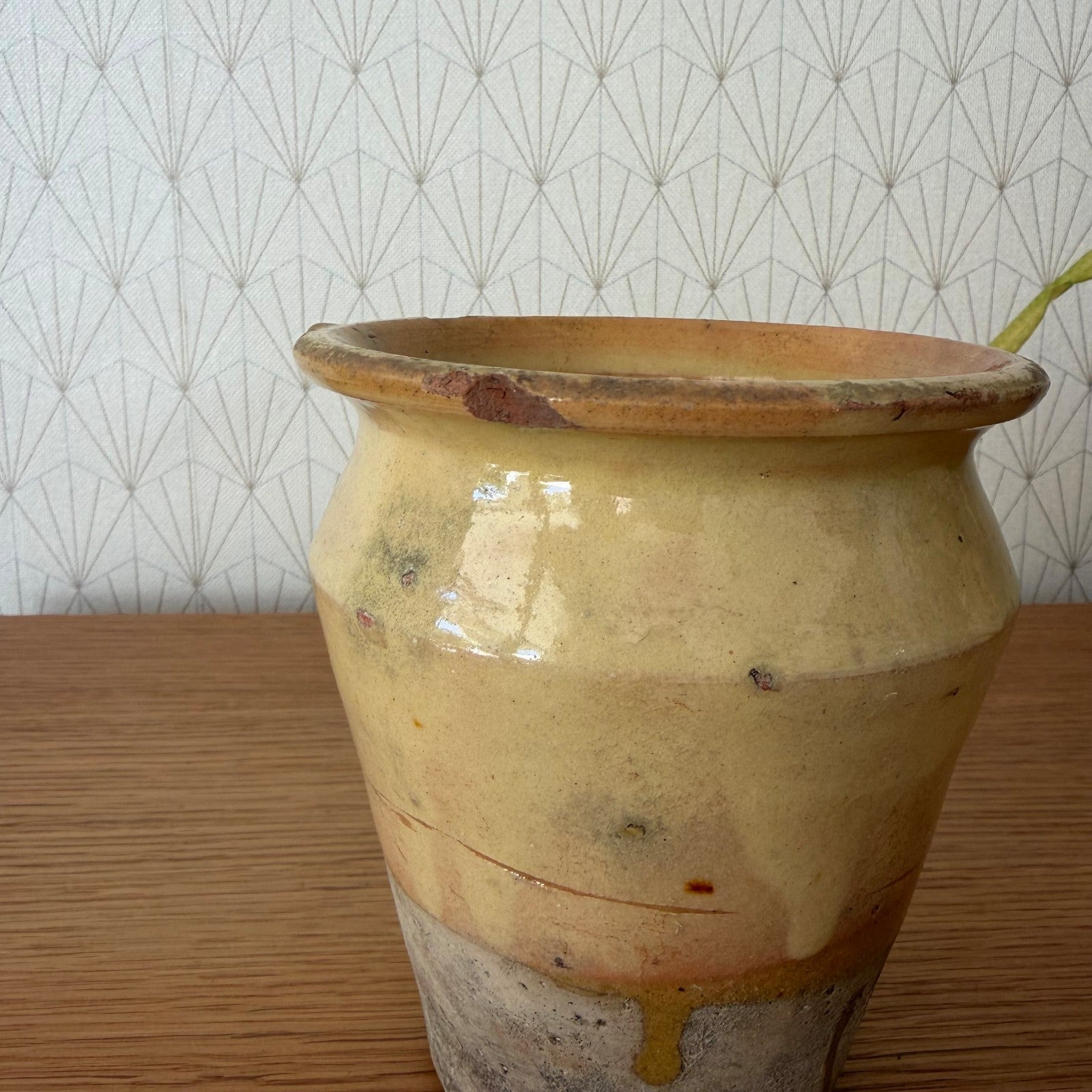 French Pottery Mustard Pot Terracotta Yellow Ochre Glaze 19th Century 1506266 Unmarked