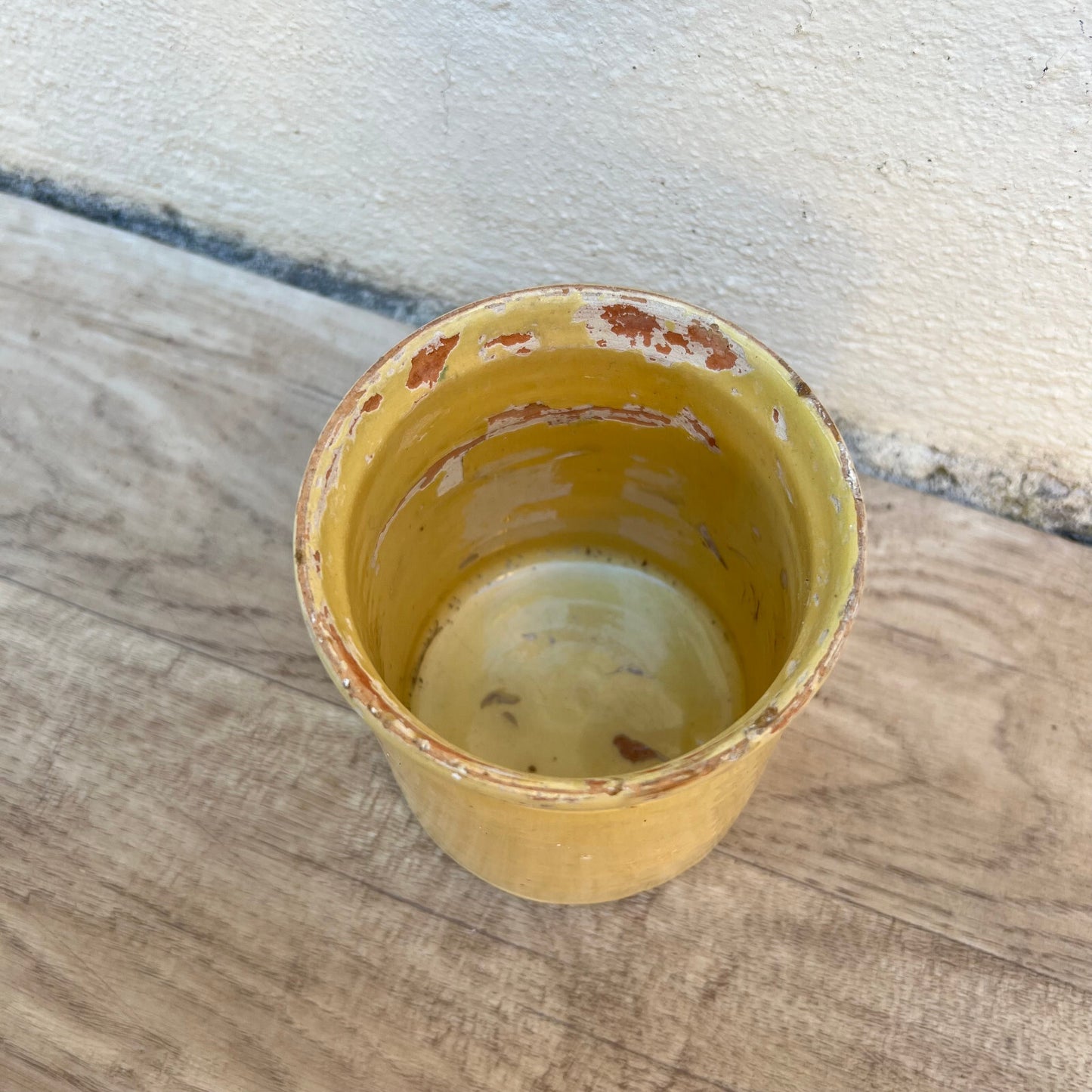 Antique French Confit Pot Yellow Glazed Terracotta Small Preserve Jar 2905242 Unmarked