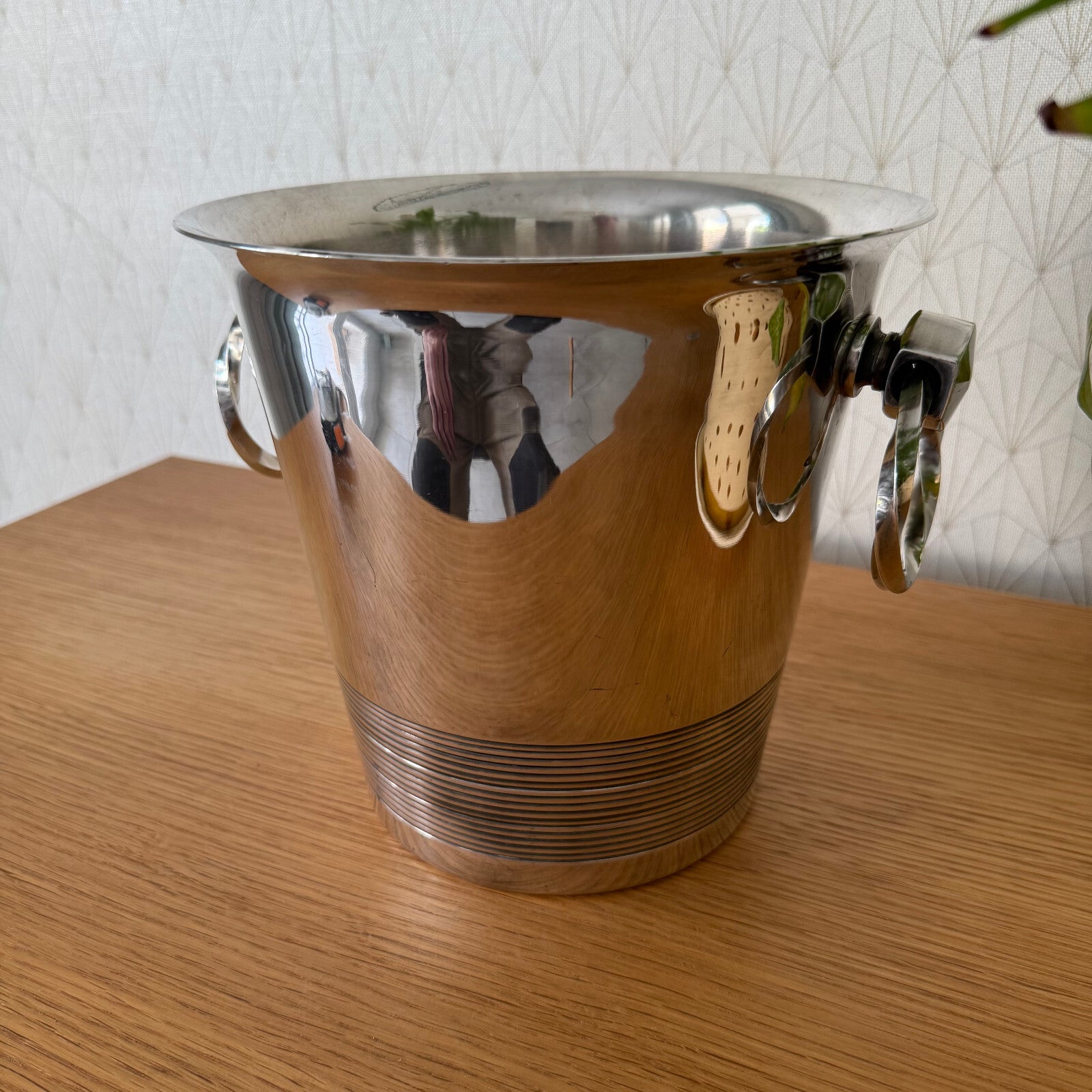 Vintage French Silverplate Champagne Bucket Wine Cooler Ring Handles 2205258 Fleamarketfrance