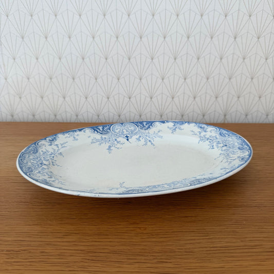 French Antique Luneville Blue White Oval Serving Platter Phenix K&G 1509264 Fleamarketfrance