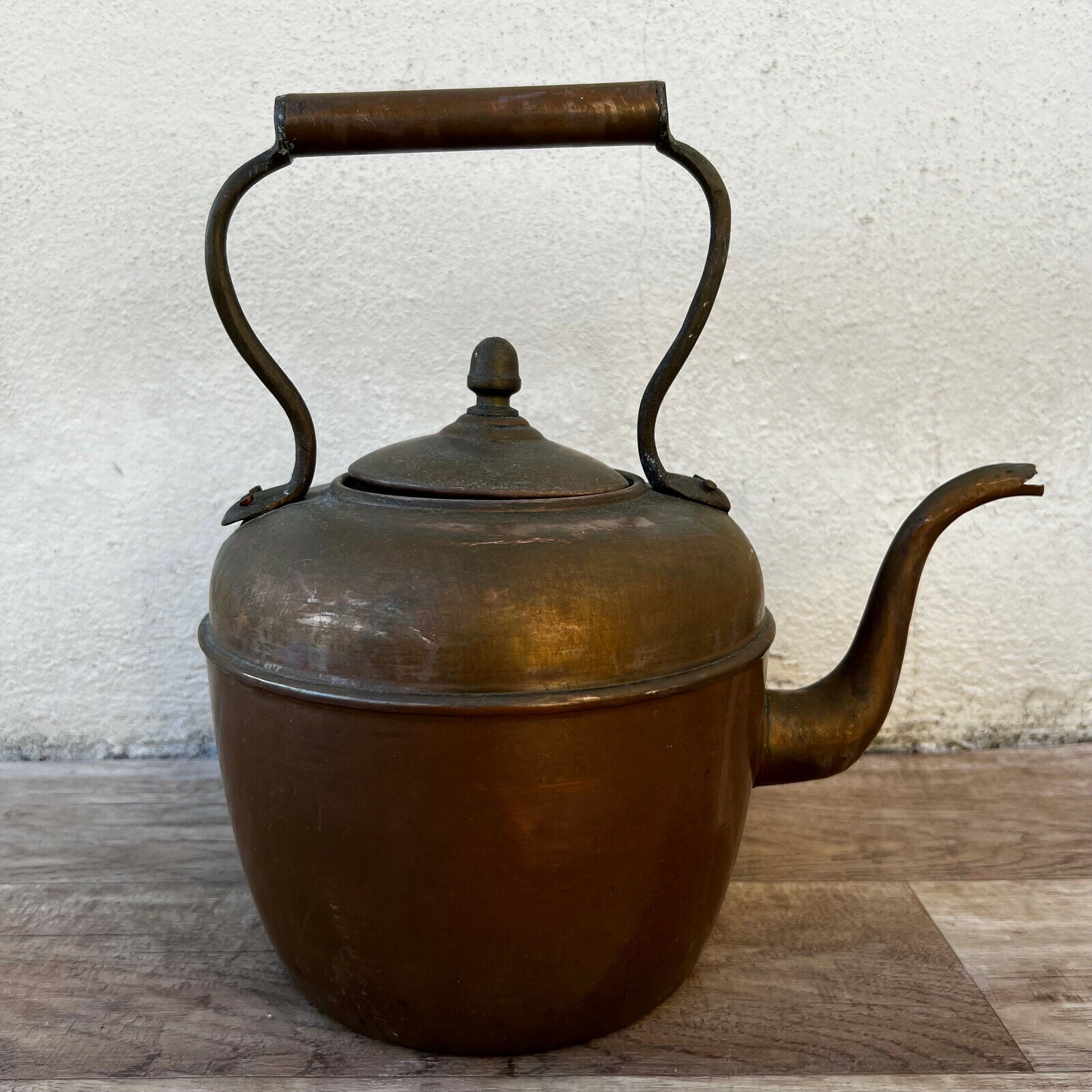 French Heavy Antique Copper Teapot Kettle 09022216 - Fleamarketfrance