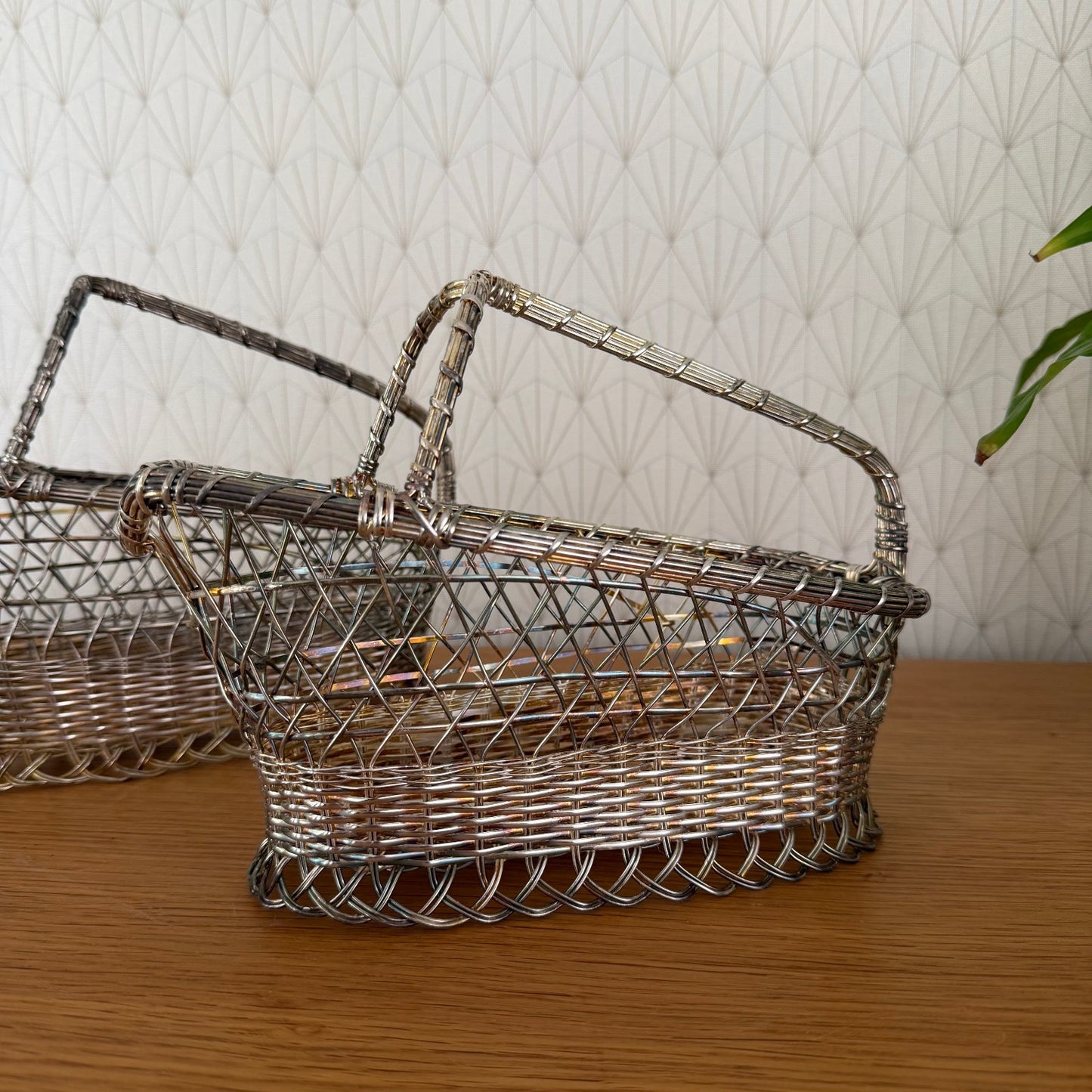 vintage french wine metal basket bottle holder serving rustic 2110252
