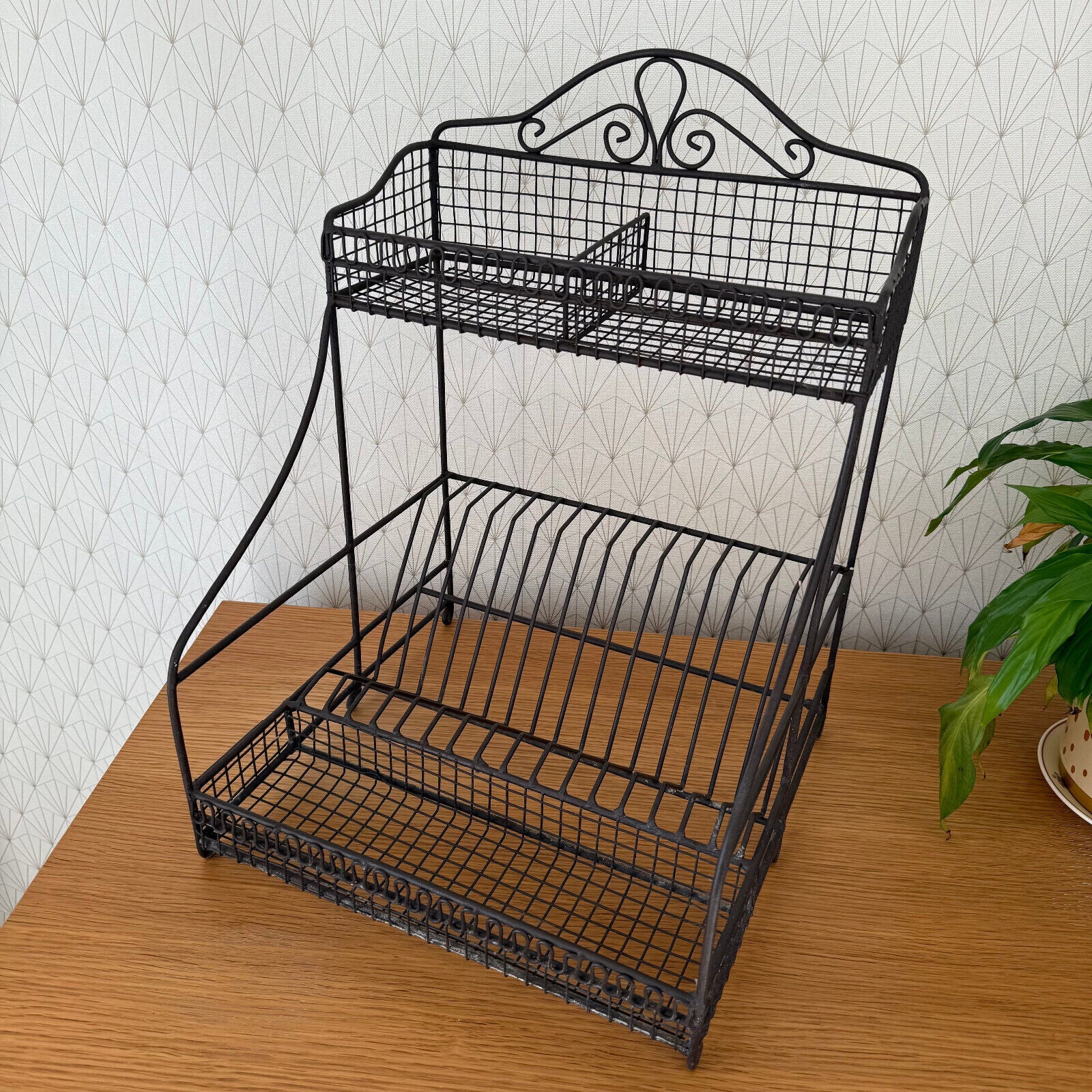 Vintage French Metal Wire Dish Drying Rack Drainer 0301254 - Fleamarketfrance