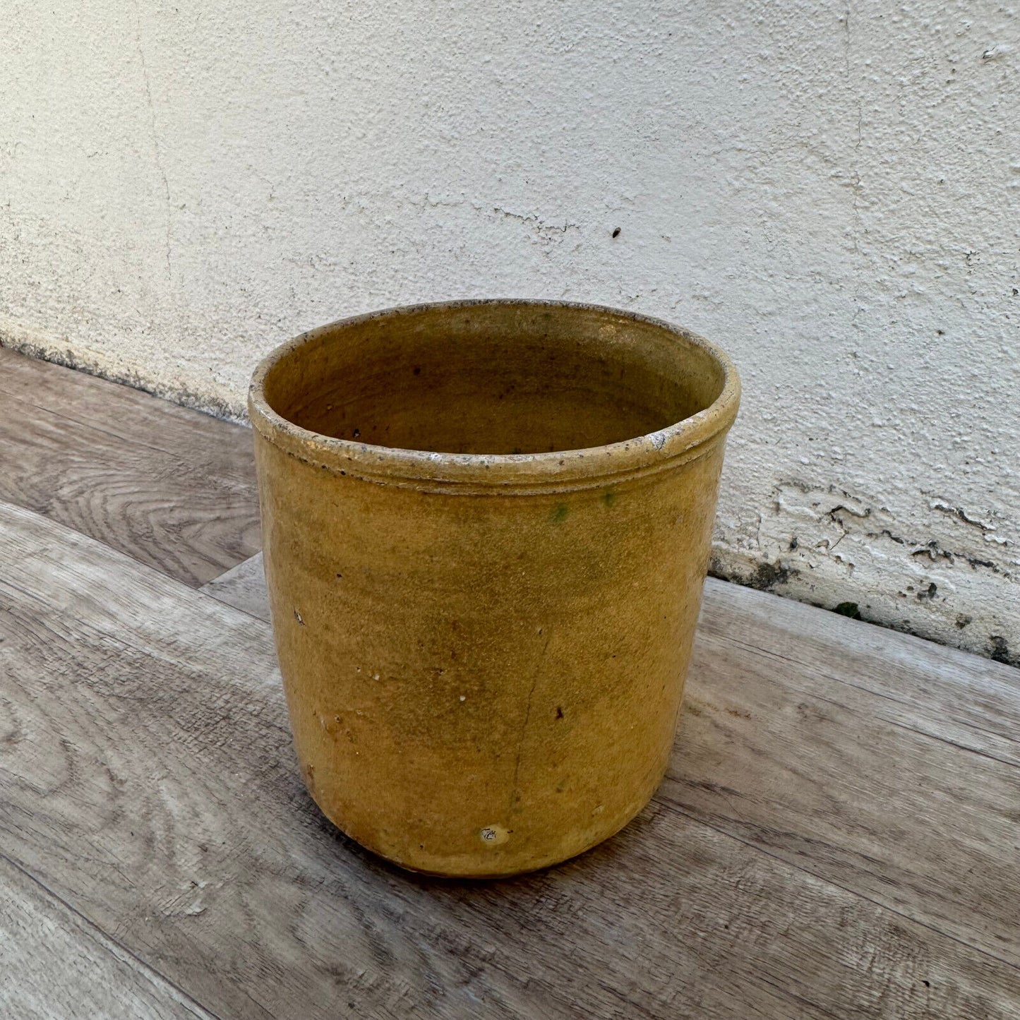 HANDMADE GLAZED YELLOW FRENCH CONFIT JAM POT SMALL STONEWARE 23092412 - Fleamarketfrance