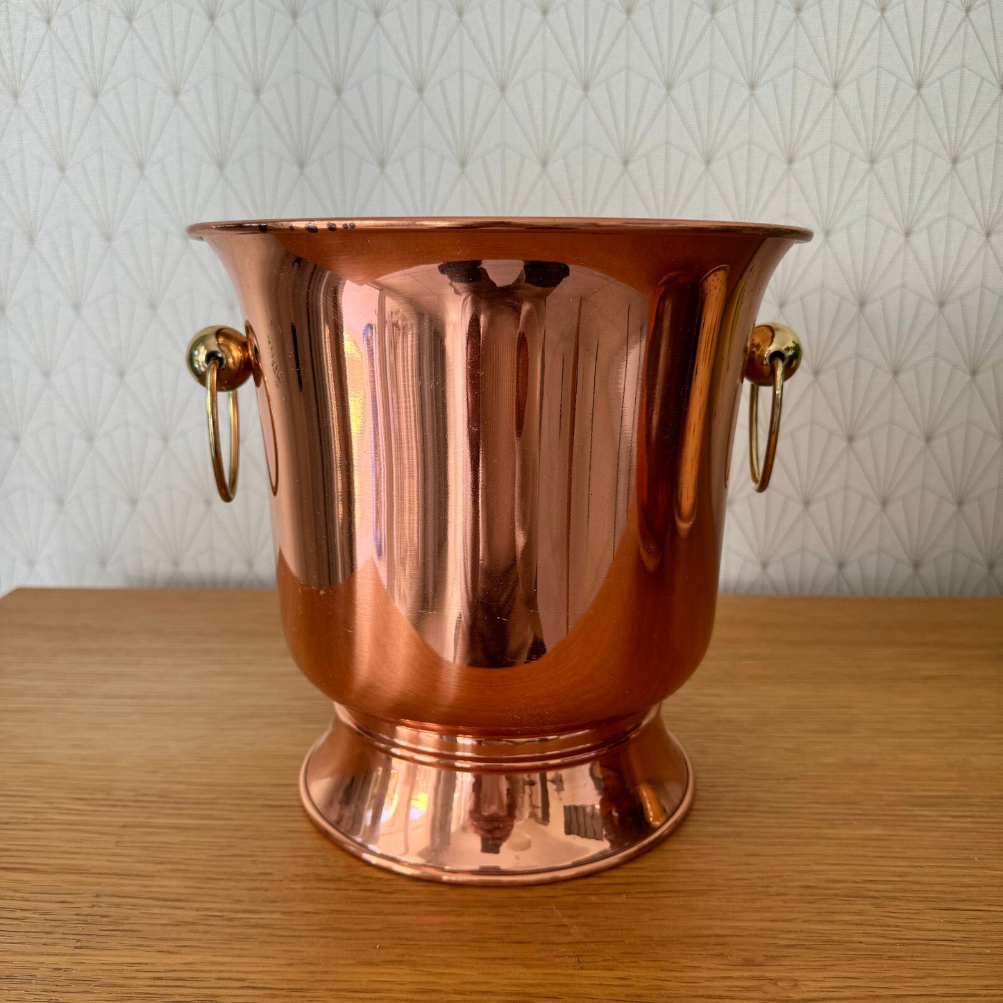 French Copper Ice Bucket Champagne Wine Cooler Brass Handles Vintage 2404241 Villedieu
