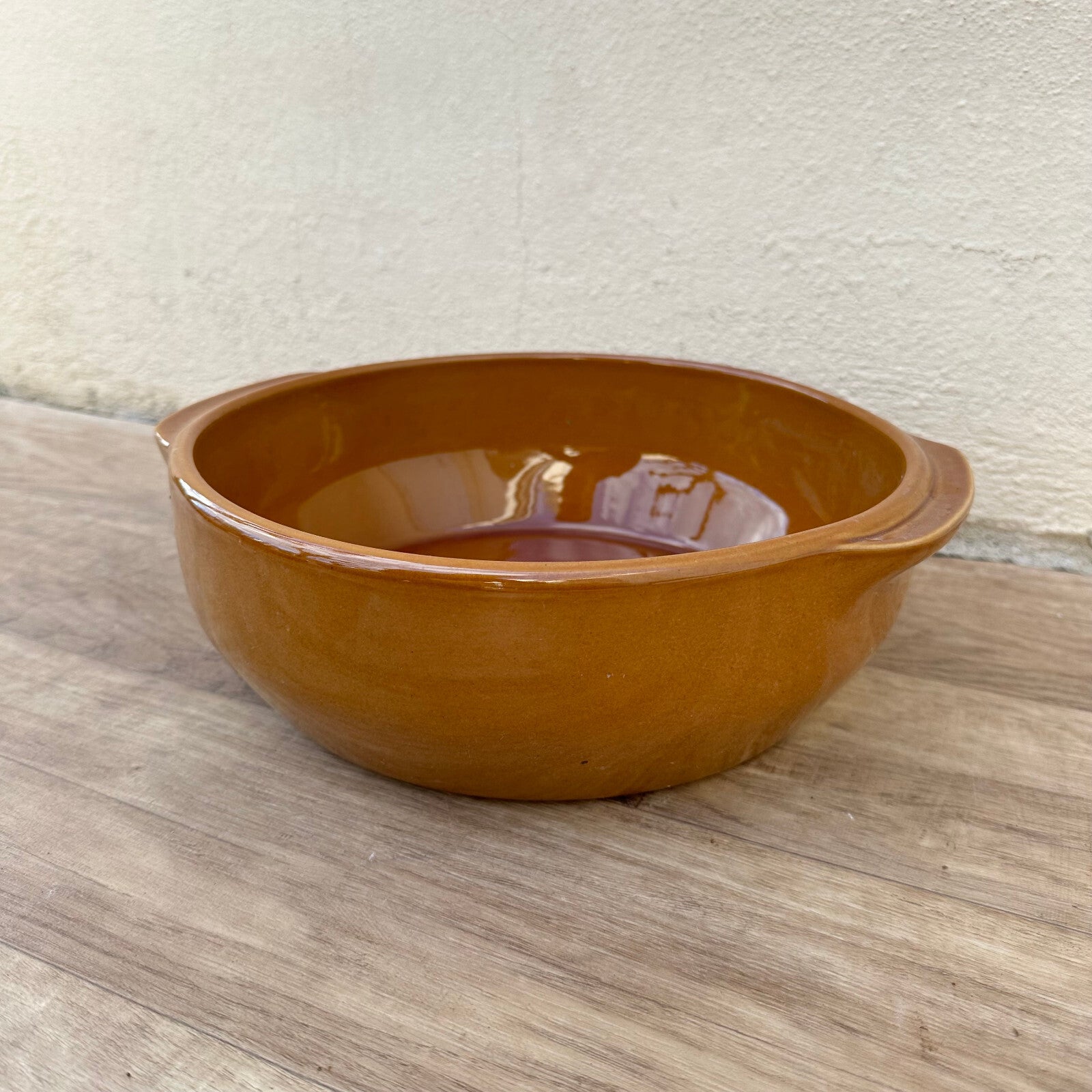 Vintage French Digoin Stoneware Mixing Bowl Terrine 11.75" Amber 12092430 Digoin