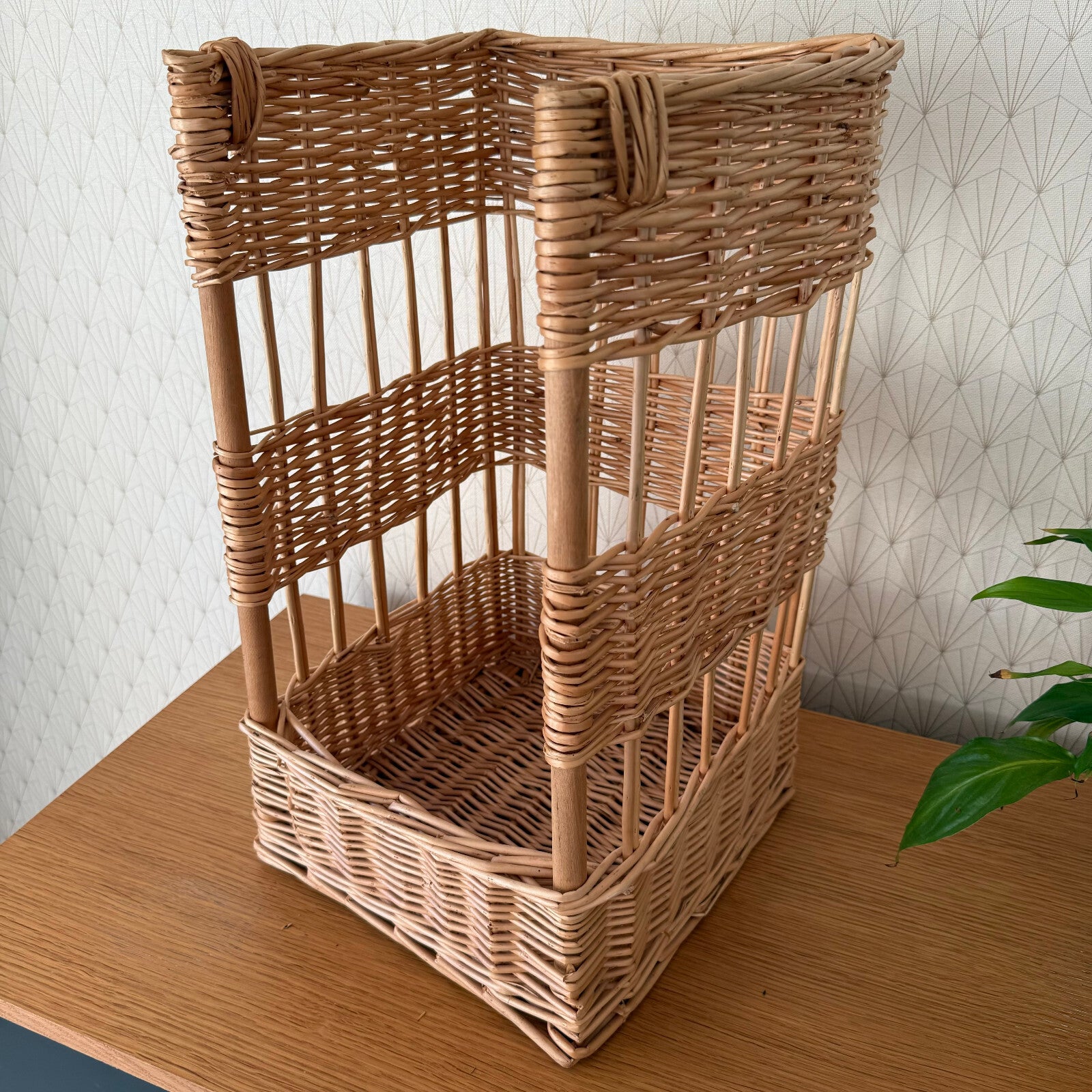 French Vintage Wicker Bread Basket 3-Tier Baguette Display Bakery 0211244 Fleamarketfrance