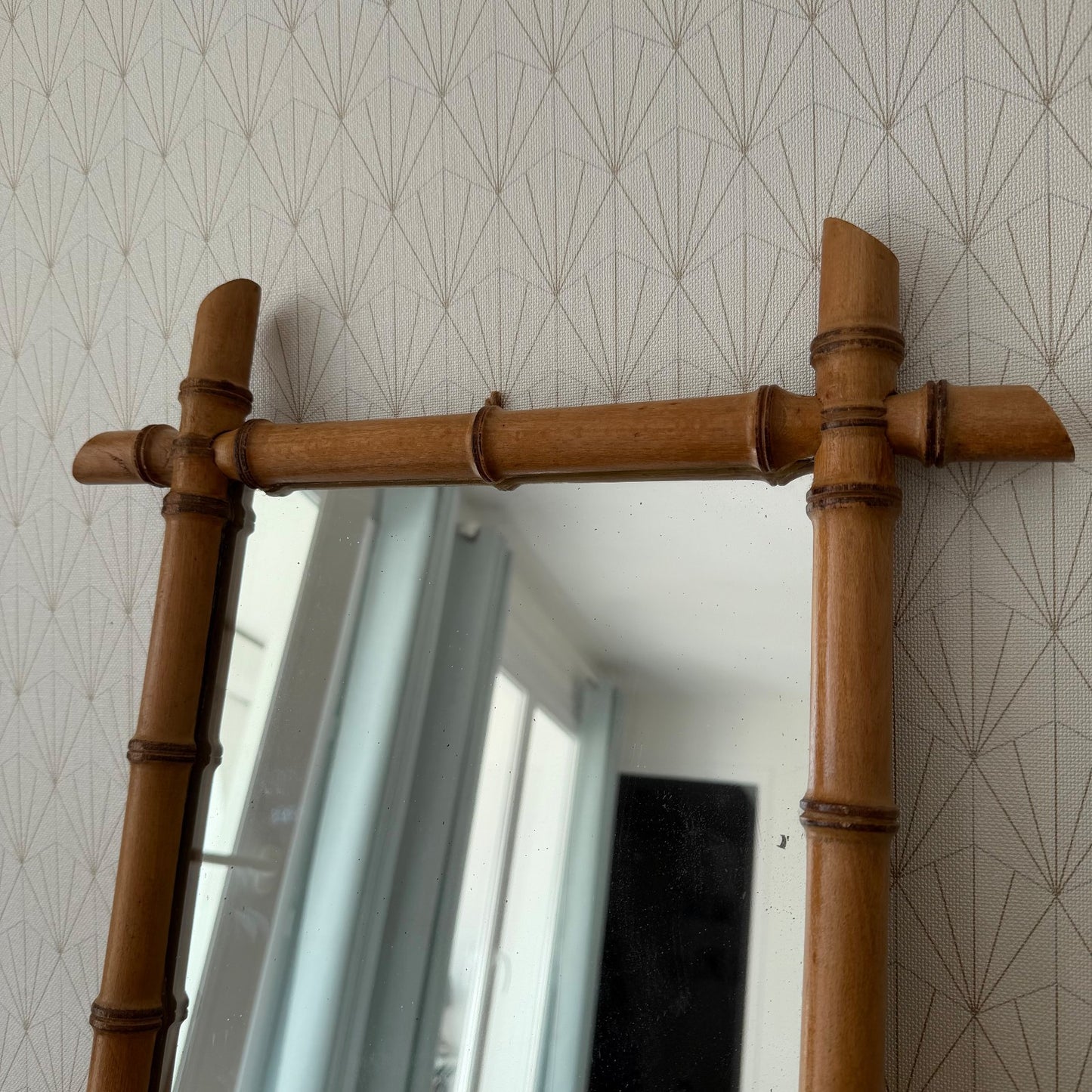 Large Vintage French wood faux bamboo WALL-HANGING MIRROR 1812256 Fleamarketfrance : French vintage and antique decor