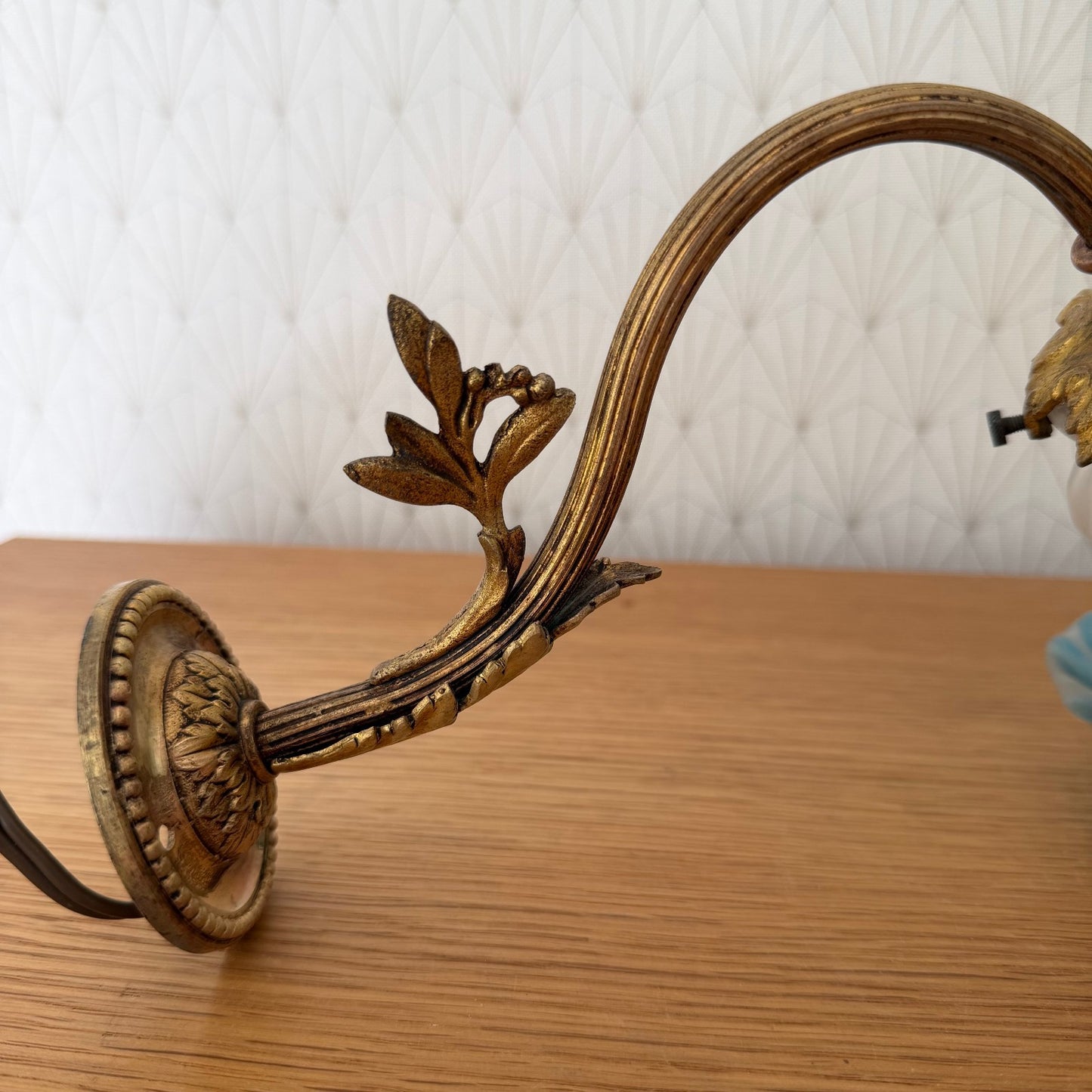 Vintage French Swan Neck 19 th Century Gas Light Wall Scones Solid Brass 2010259