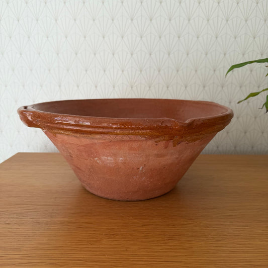 VINTAGE FRENCH GLAZED TERRACOTTA SALAD MIXING BOWL TERRINE TIAN 14 3/4" 0312254