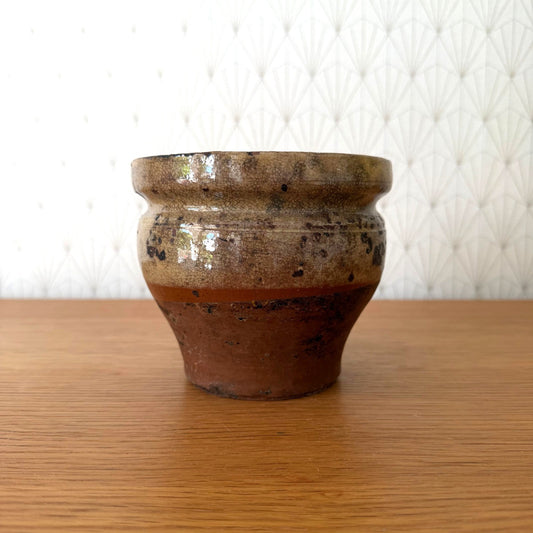 French Confit Pot Antique Glazed Terracotta Yellow Mustard 5.5" 2805268 Unmarked