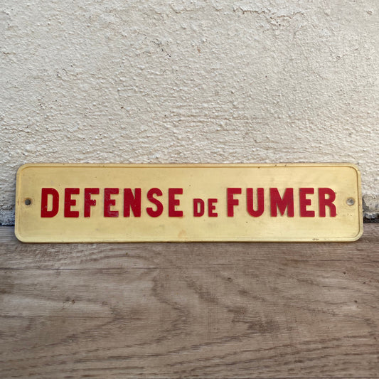 Vintage French No Smoking Sign Defense De Fumer Yellow Plastic 29032511 Fleamarketfrance