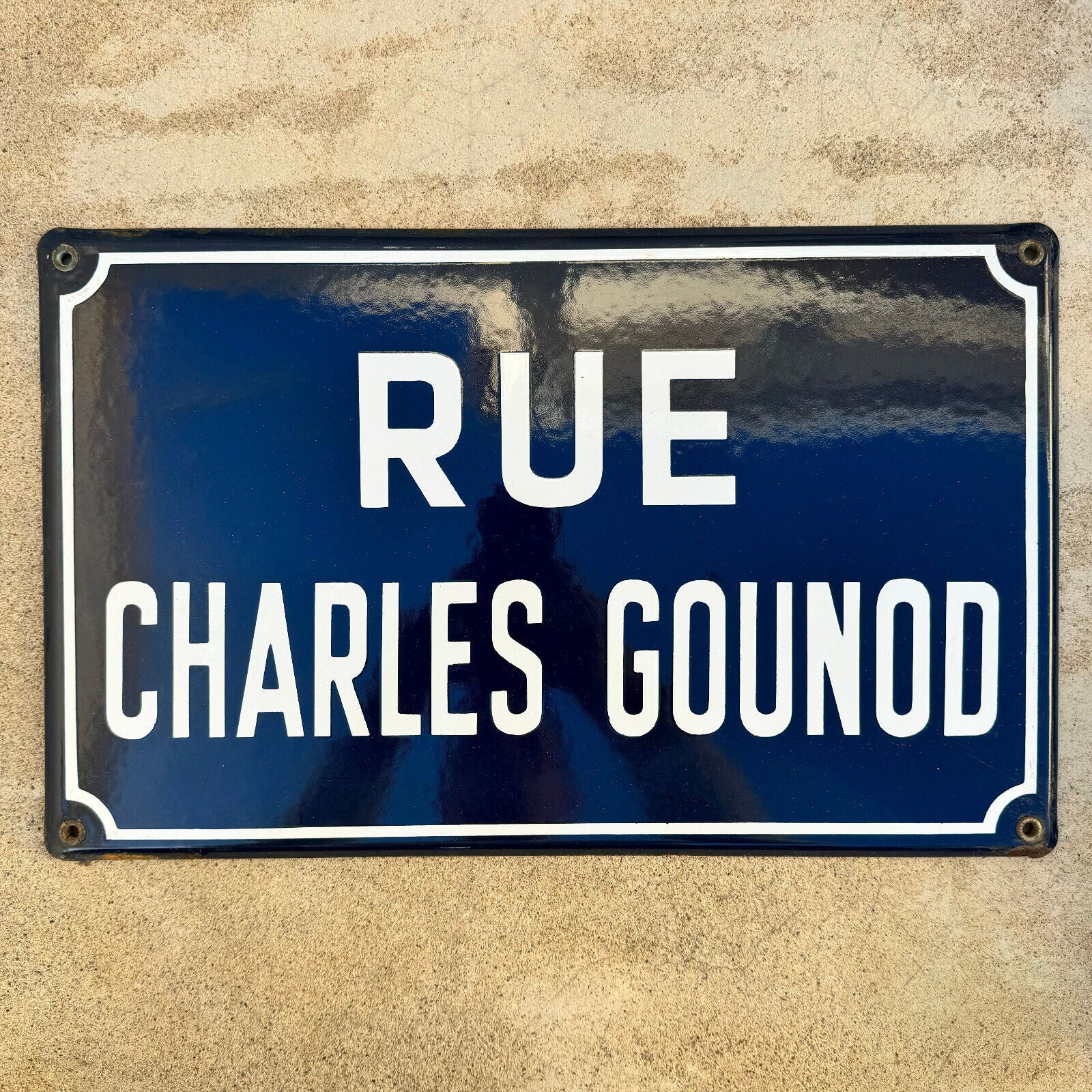 Old French Street Enameled Sign Plaque - vintage GOUNOD 13042419 - Fleamarketfrance