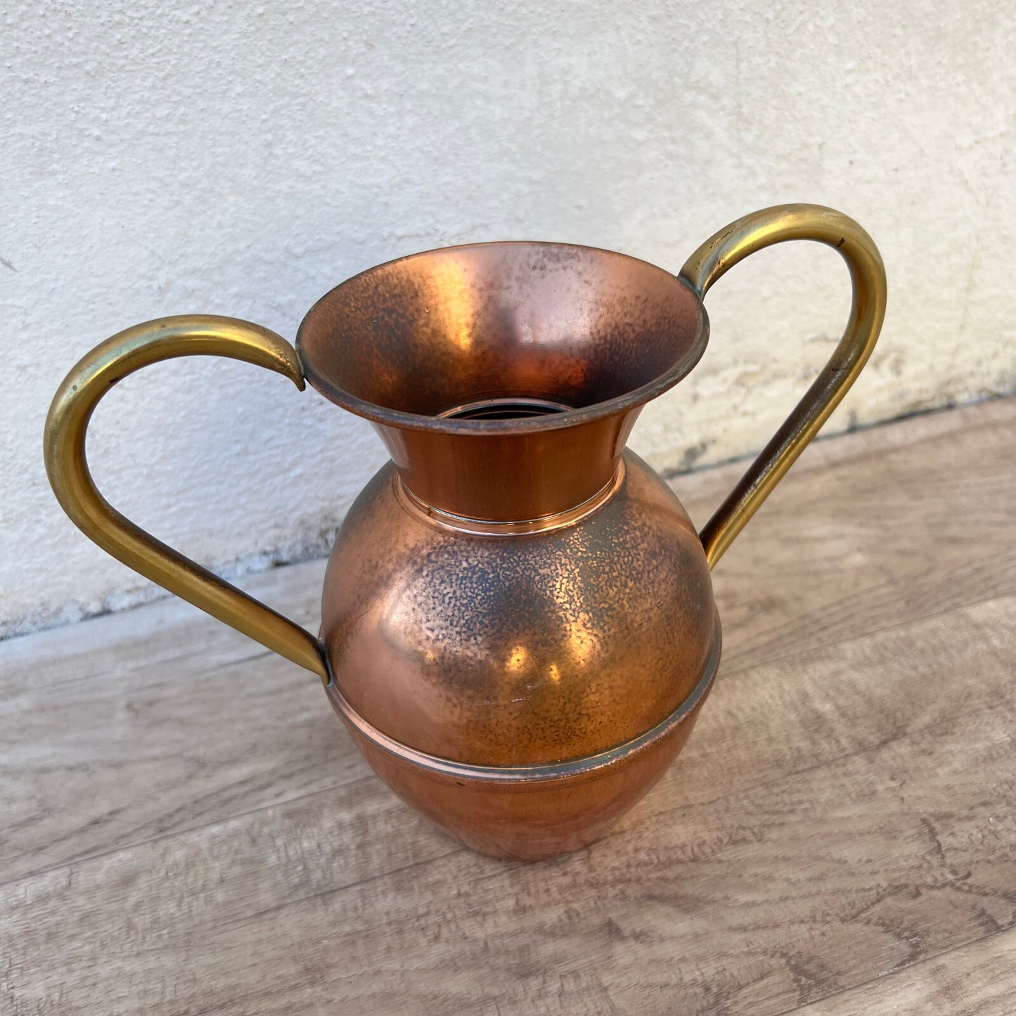 French Copper Vase Villedieu Hammered Two Handles Vintage Pitcher 26052228 Fleamarketfrance
