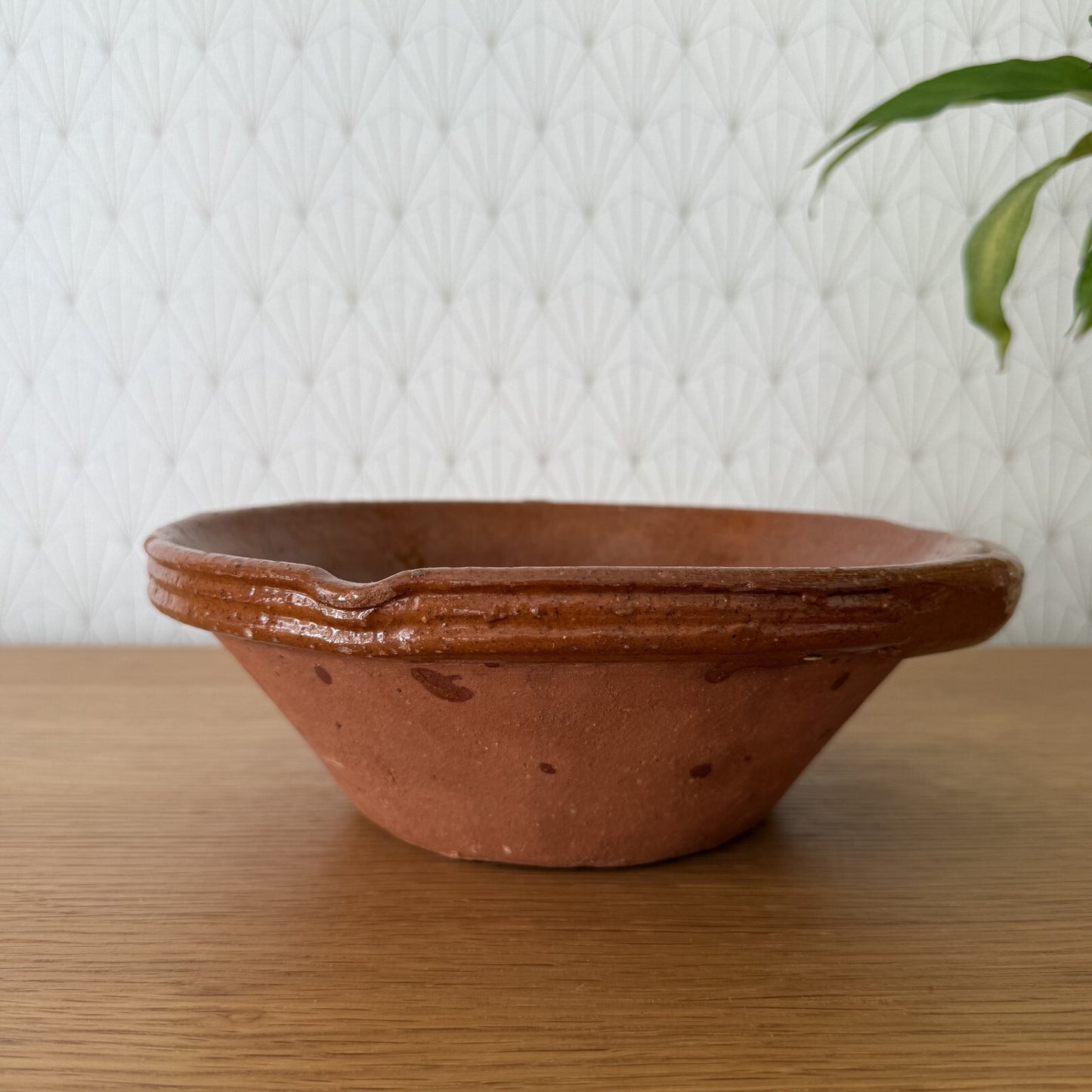 VINTAGE FRENCH GLAZED TERRACOTTA SALAD MIXING BOWL TERRINE TIAN 04062511