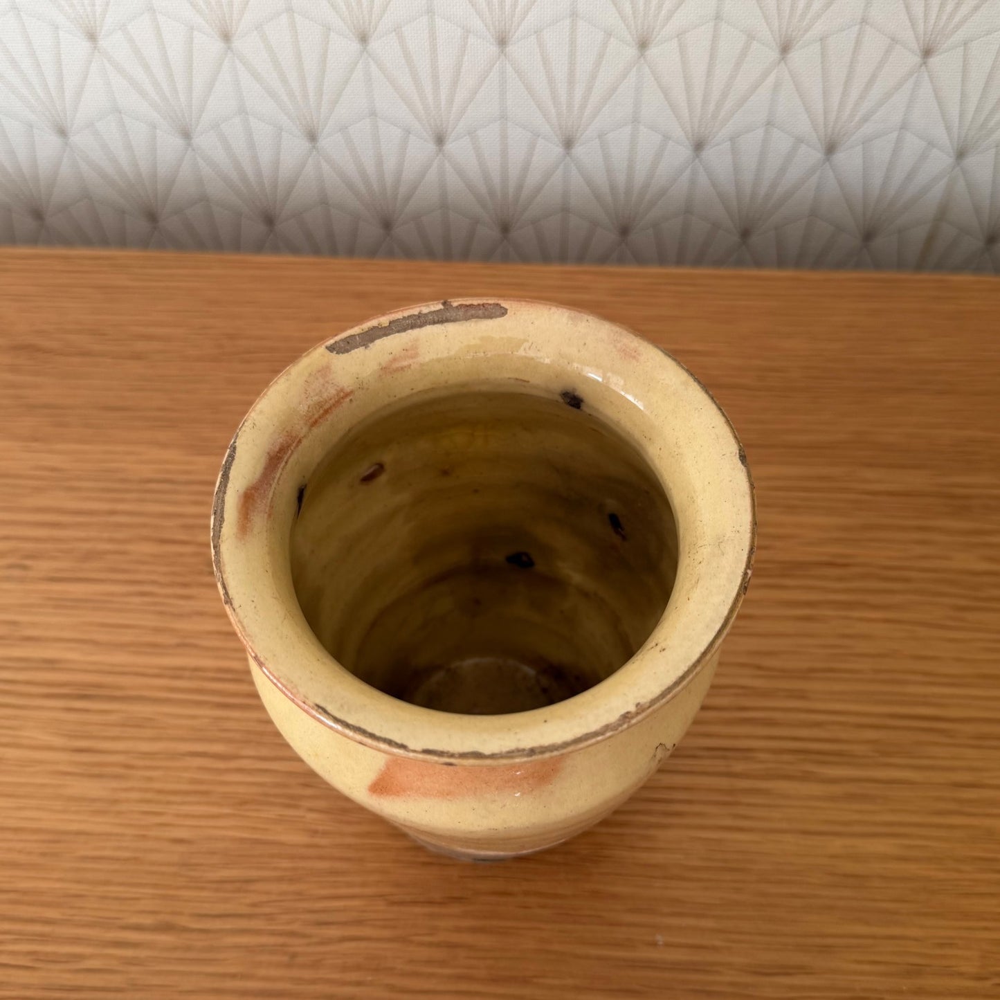 French Confit Pot Antique Mustard Terracotta Yellow Glaze 2101264 Unmarked