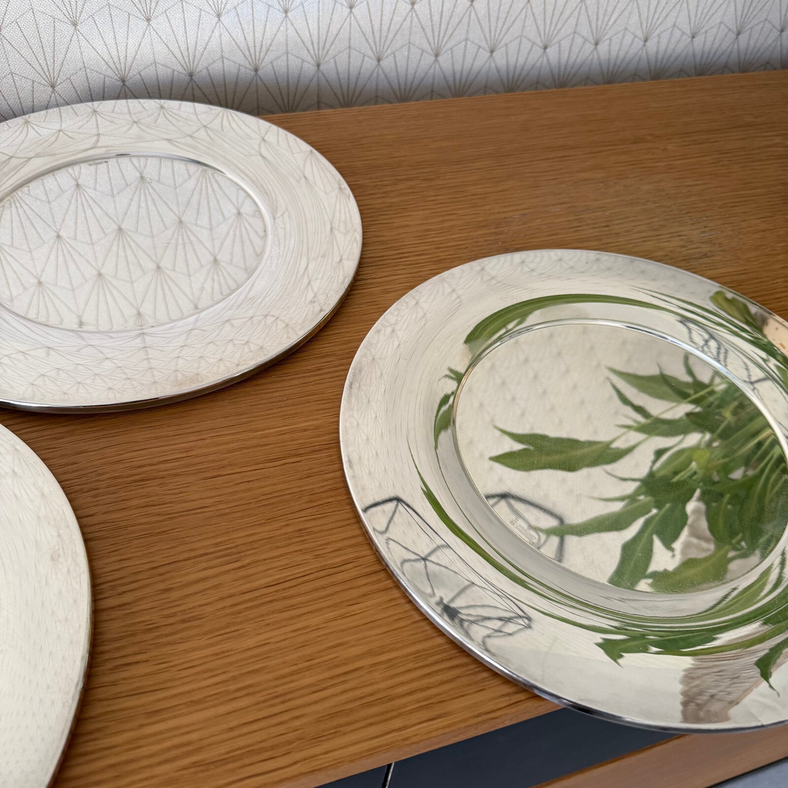 French Silverplate Art Deco Serving Plates Orfevrerie France Set 4 0304251 Orfevrerie de France