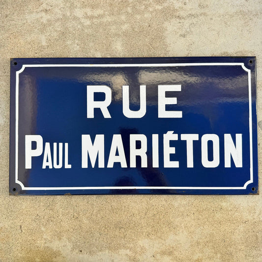 Vintage French Street Sign Rue Paul Marieton Blue Enamel Plaque 3042449 Fleamarketfrance