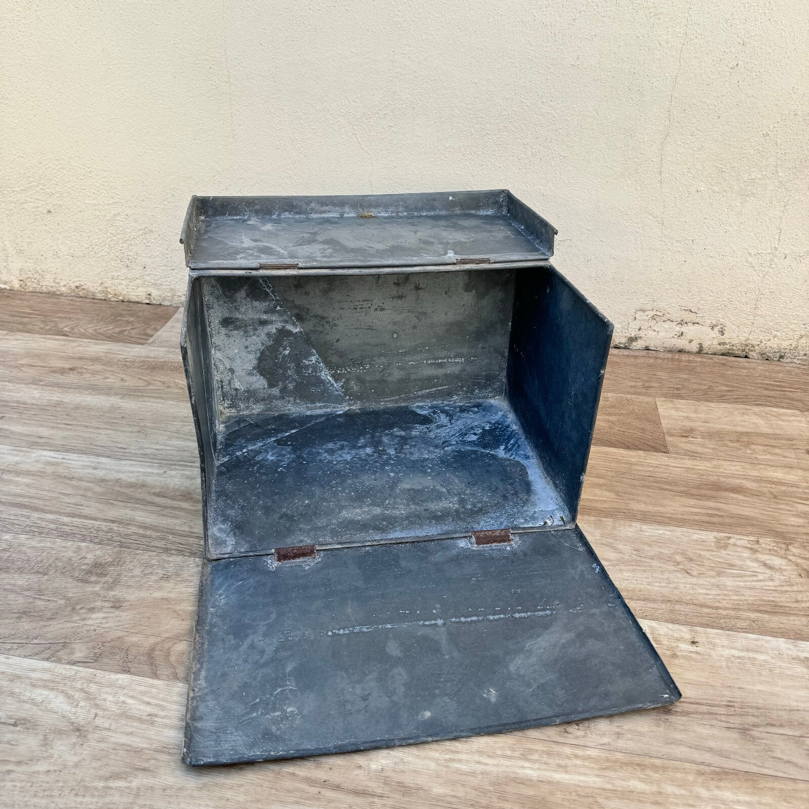 French Metal Toolbox Vintage 1950s Galvanized Storage Case Industrial 1206243 Fleamarketfrance